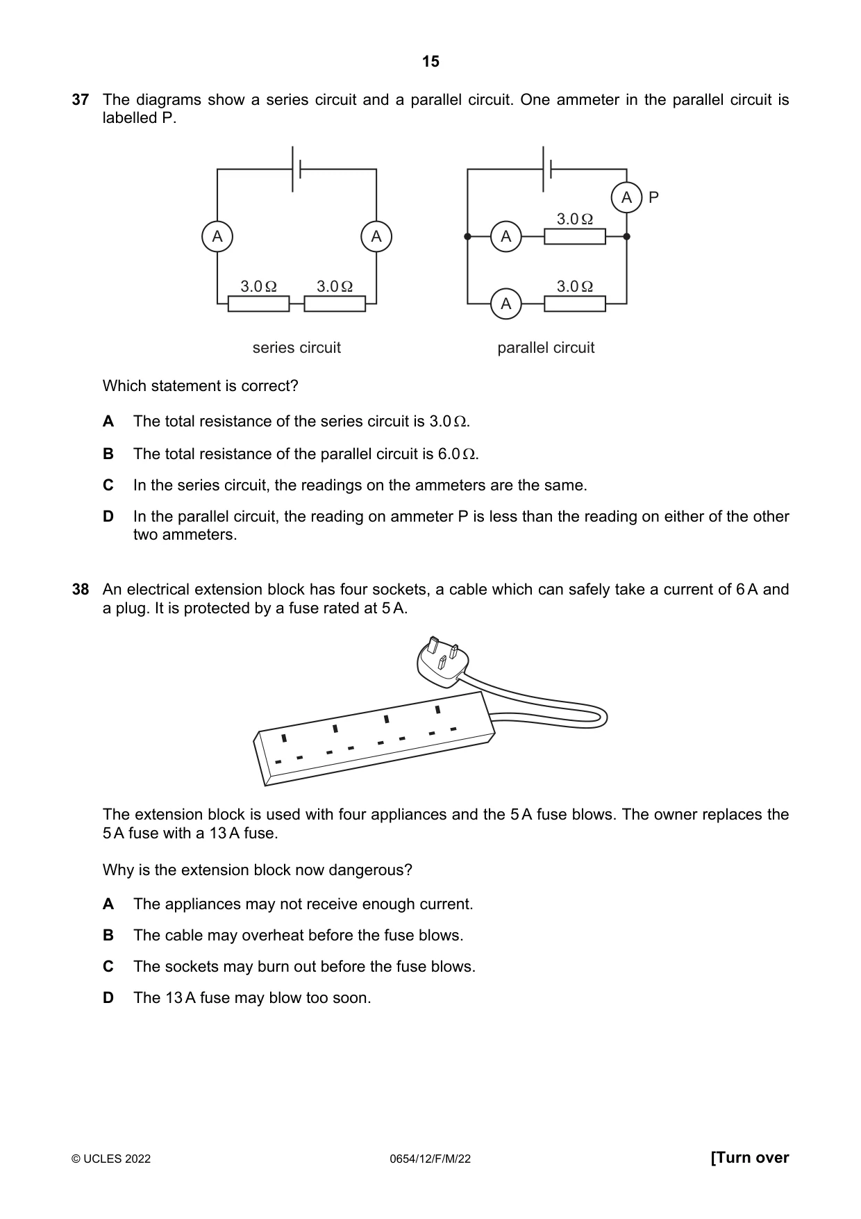 Cambridge IGCSE Sciences - Co-ordinated (Double) 0654 2022 Feb/March Paper 1 · Variant 2 question paper, page 15 of 20