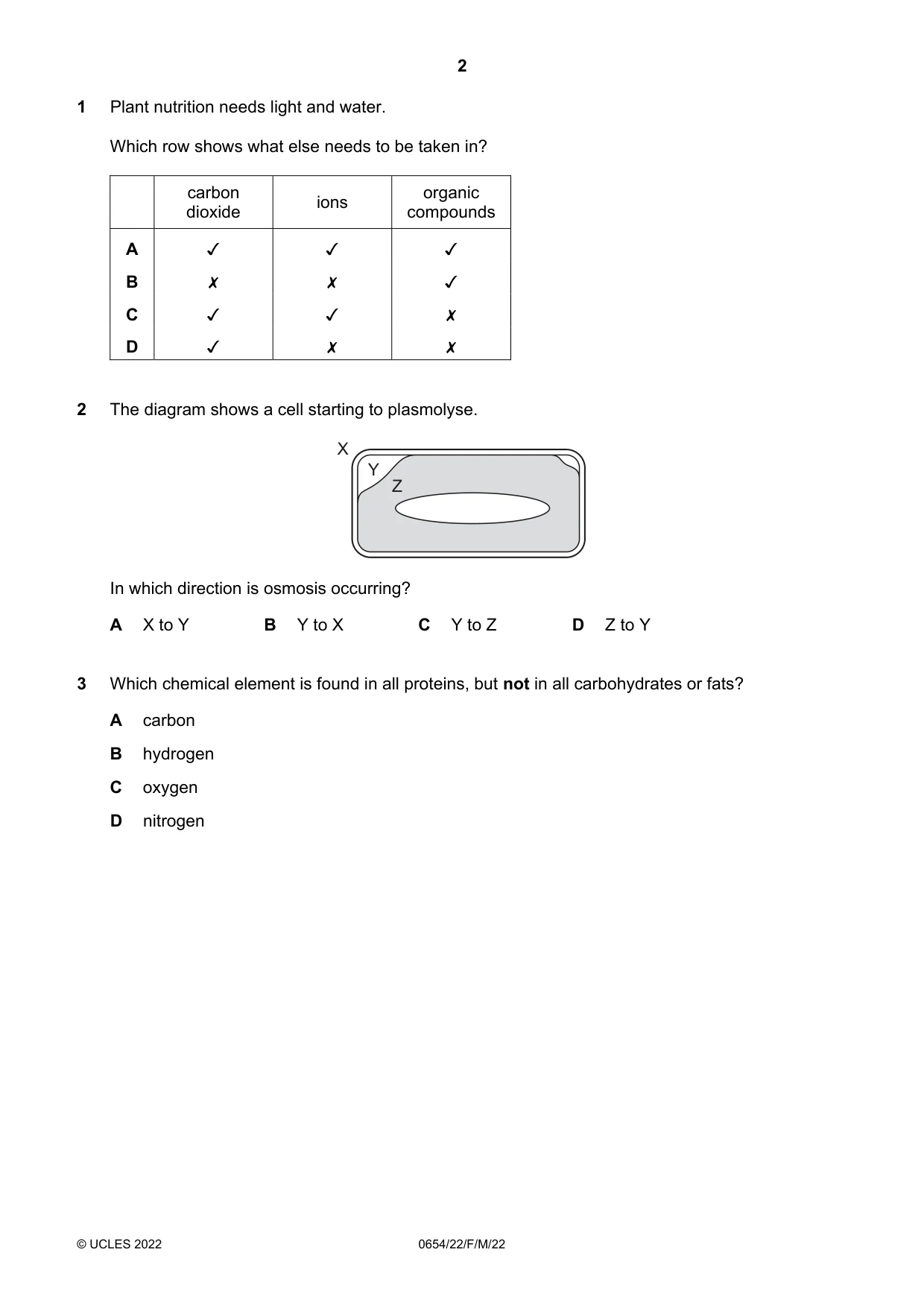 Cambridge IGCSE Sciences - Co-ordinated (Double) 0654 2022 Feb/March Paper 2 · Variant 2 question paper, page 2 of 20