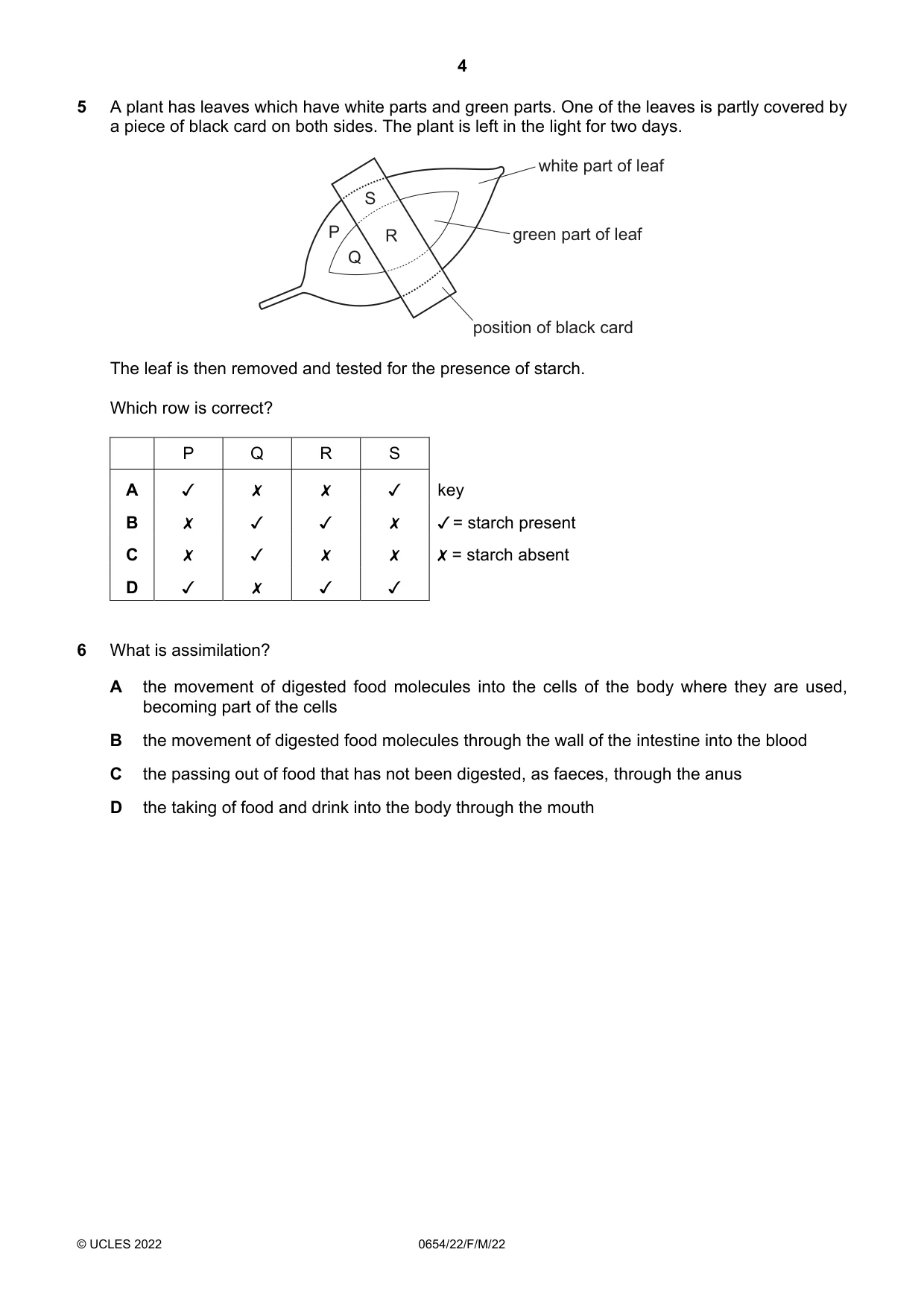 Cambridge IGCSE Sciences - Co-ordinated (Double) 0654 2022 Feb/March Paper 2 · Variant 2 question paper, page 4 of 20