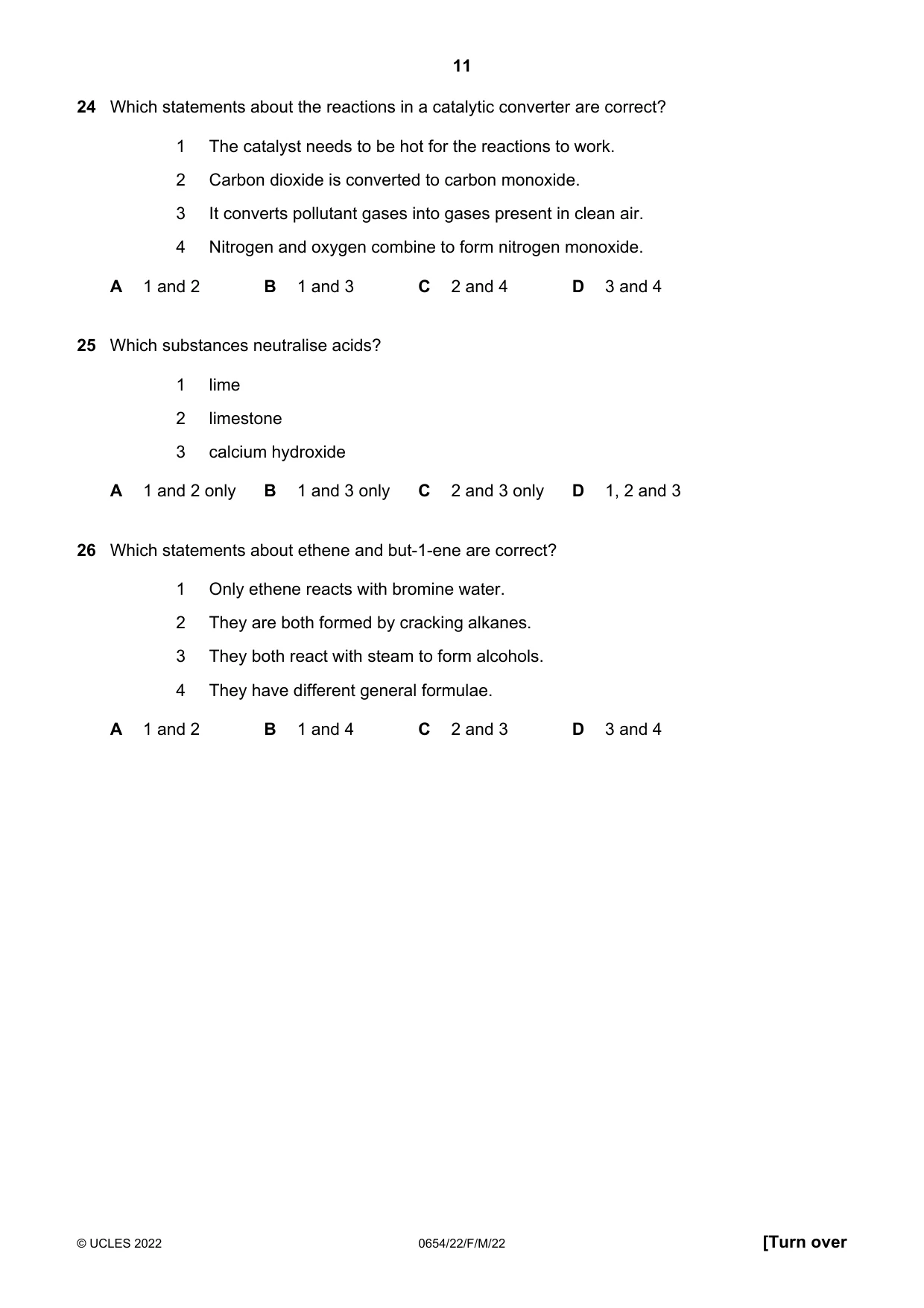 Cambridge IGCSE Sciences - Co-ordinated (Double) 0654 2022 Feb/March Paper 2 · Variant 2 question paper, page 11 of 20