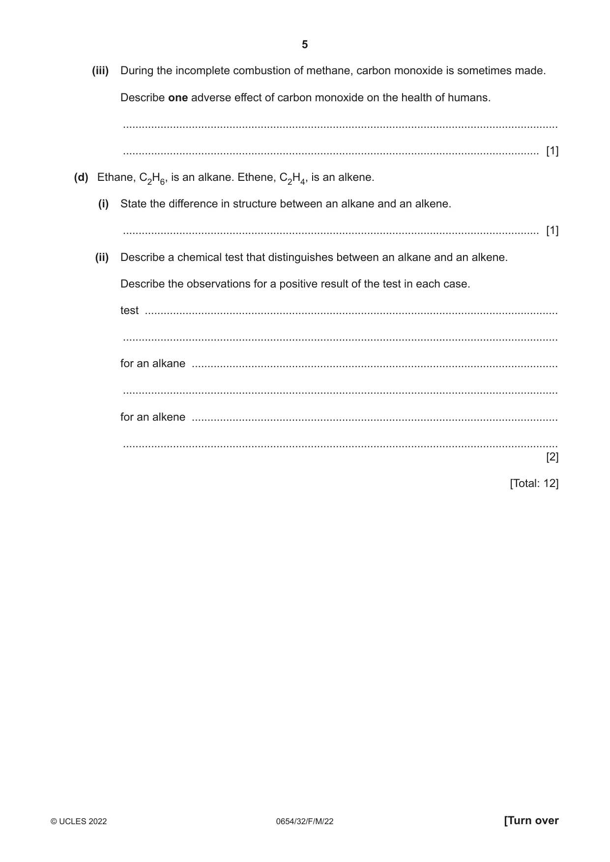 Cambridge IGCSE Sciences - Co-ordinated (Double) 0654 2022 Feb/March Paper 3 · Variant 2 question paper, page 5 of 28
