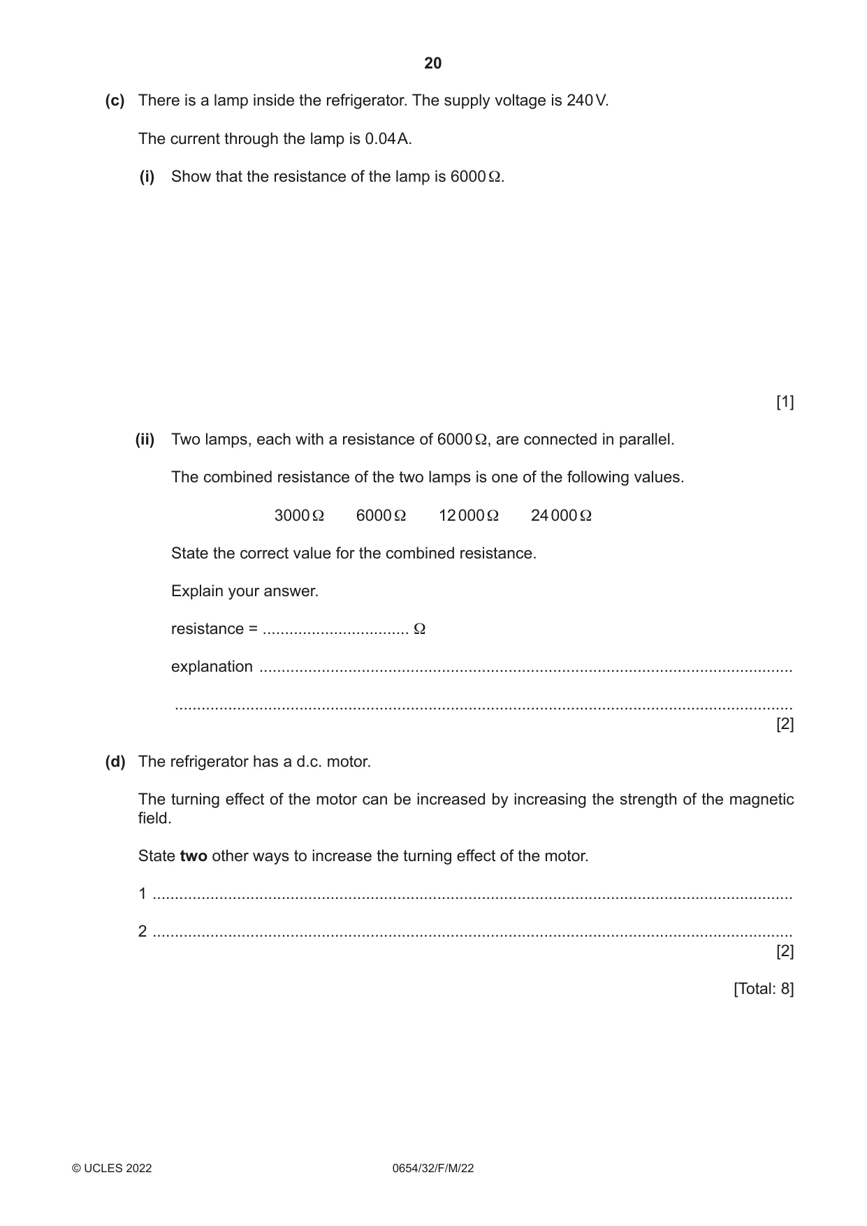 Cambridge IGCSE Sciences - Co-ordinated (Double) 0654 2022 Feb/March Paper 3 · Variant 2 question paper, page 20 of 28