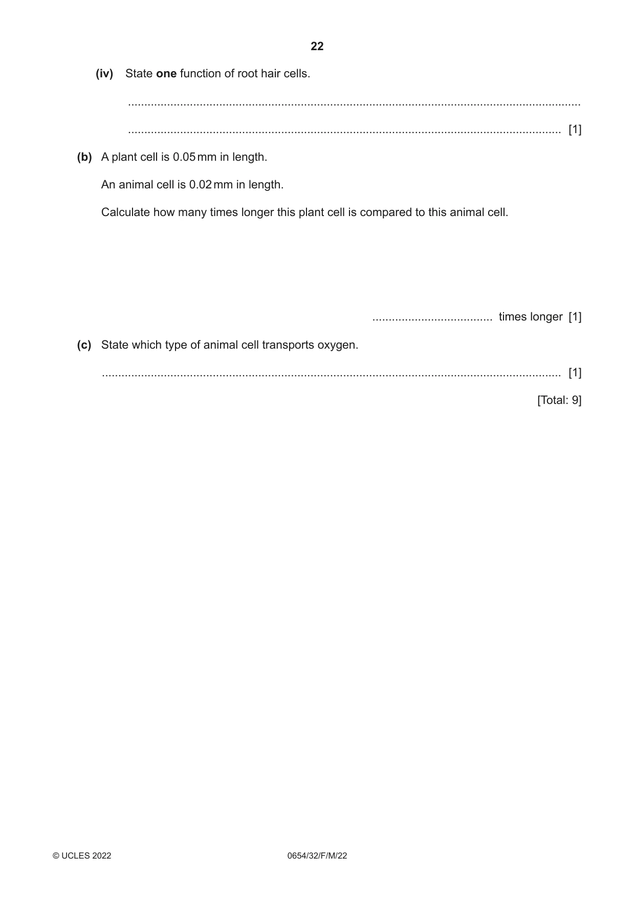 Cambridge IGCSE Sciences - Co-ordinated (Double) 0654 2022 Feb/March Paper 3 · Variant 2 question paper, page 22 of 28