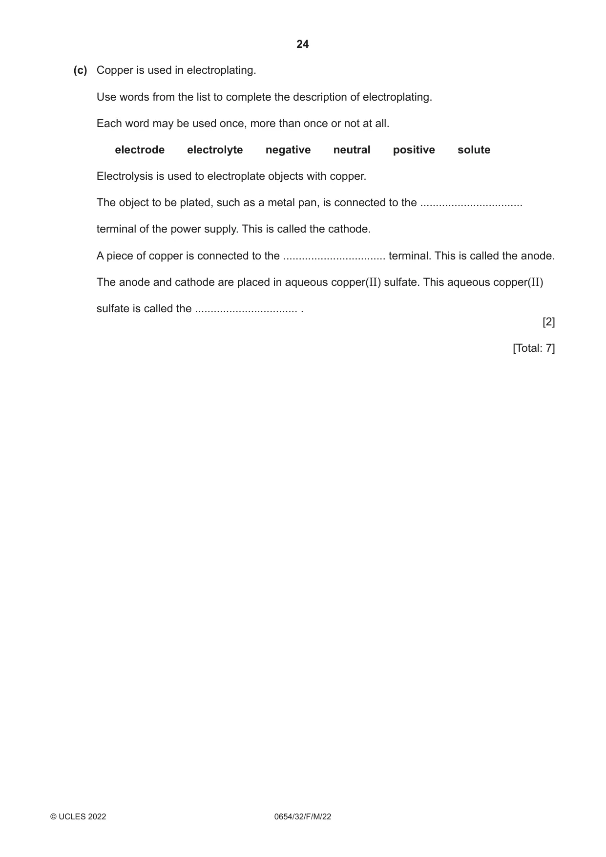 Cambridge IGCSE Sciences - Co-ordinated (Double) 0654 2022 Feb/March Paper 3 · Variant 2 question paper, page 24 of 28