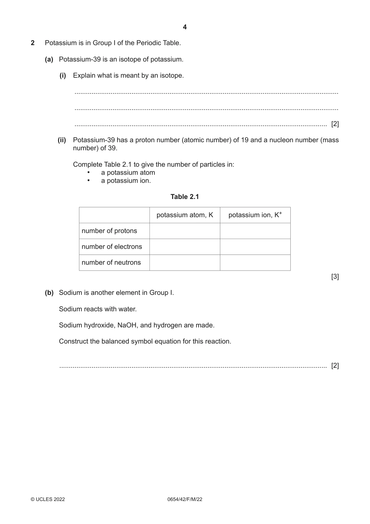 Cambridge IGCSE Sciences - Co-ordinated (Double) 0654 2022 Feb/March Paper 4 · Variant 2 question paper, page 4 of 28