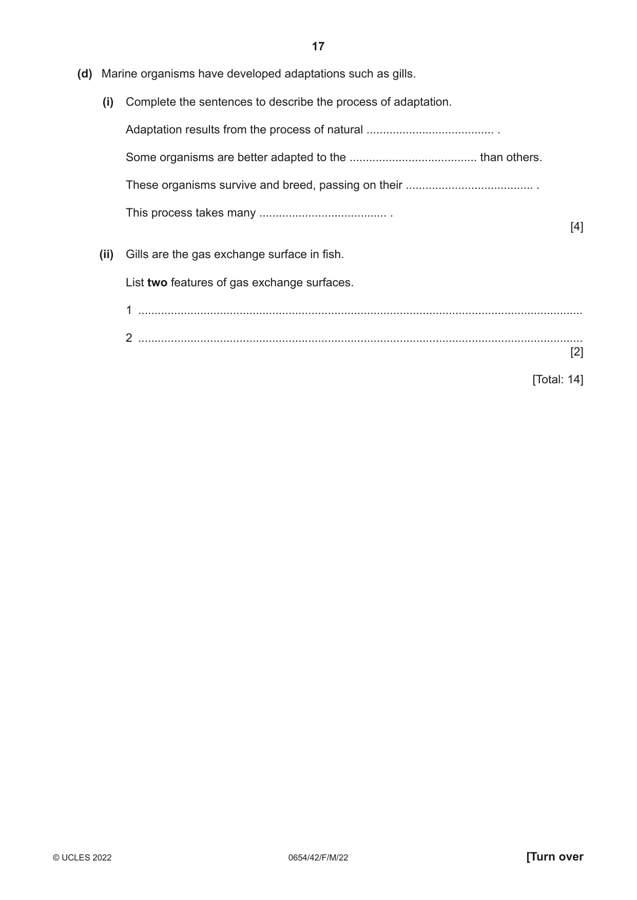 Cambridge IGCSE Sciences - Co-ordinated (Double) 0654 2022 Feb/March Paper 4 · Variant 2 question paper, page 17 of 28
