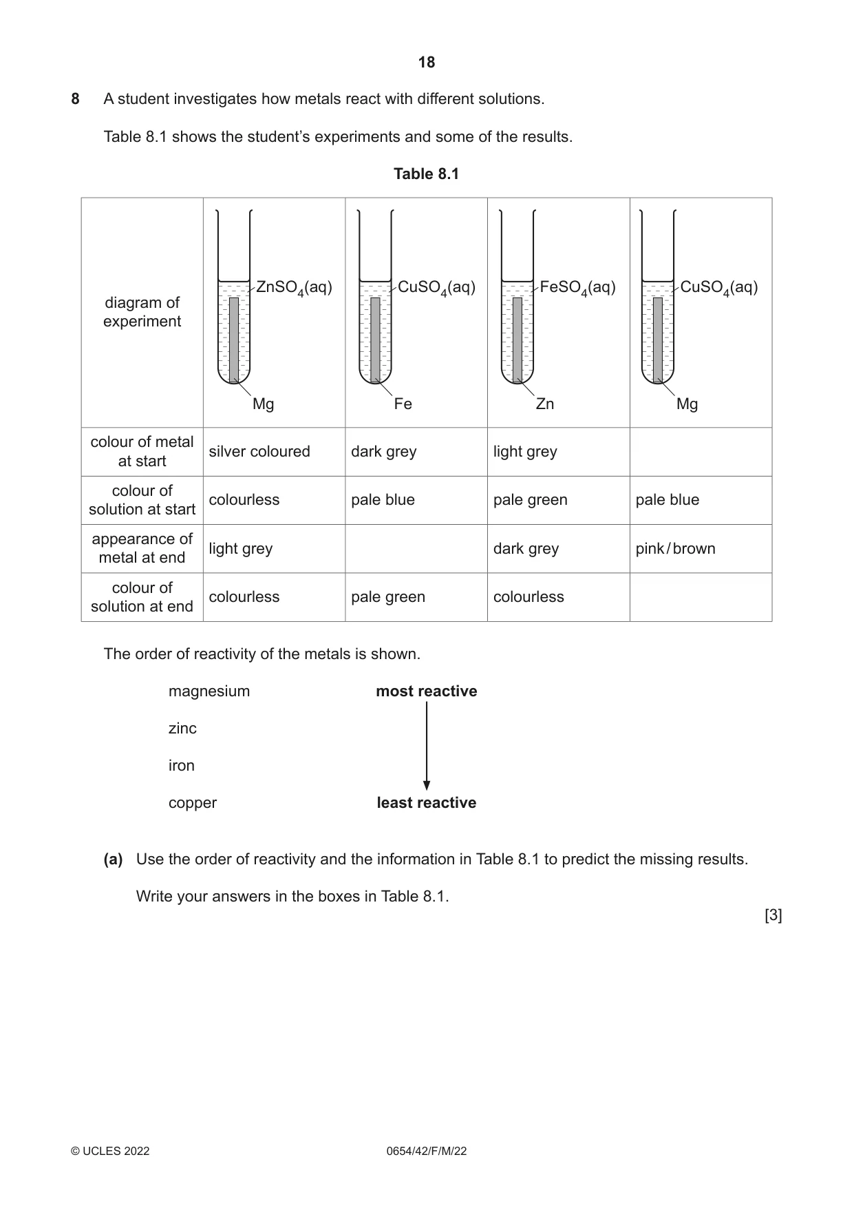 Cambridge IGCSE Sciences - Co-ordinated (Double) 0654 2022 Feb/March Paper 4 · Variant 2 question paper, page 18 of 28