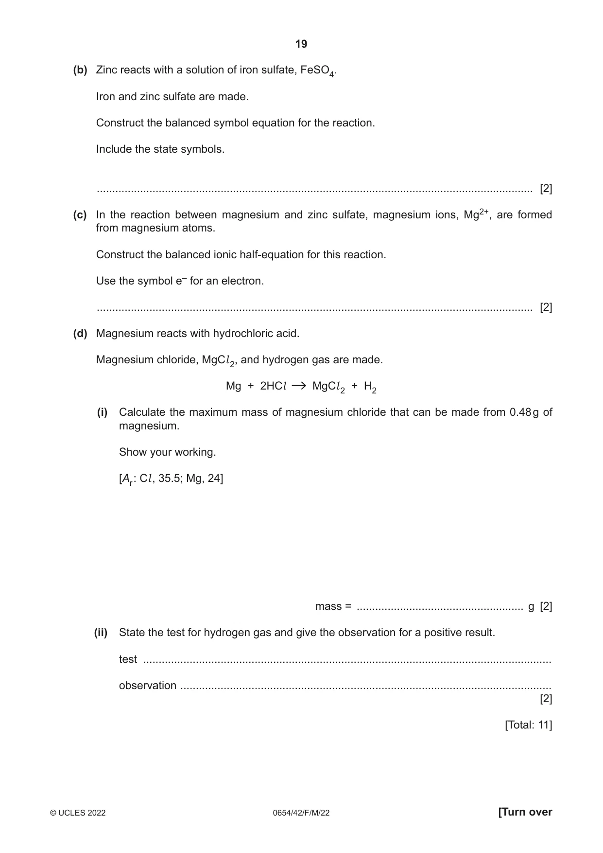Cambridge IGCSE Sciences - Co-ordinated (Double) 0654 2022 Feb/March Paper 4 · Variant 2 question paper, page 19 of 28