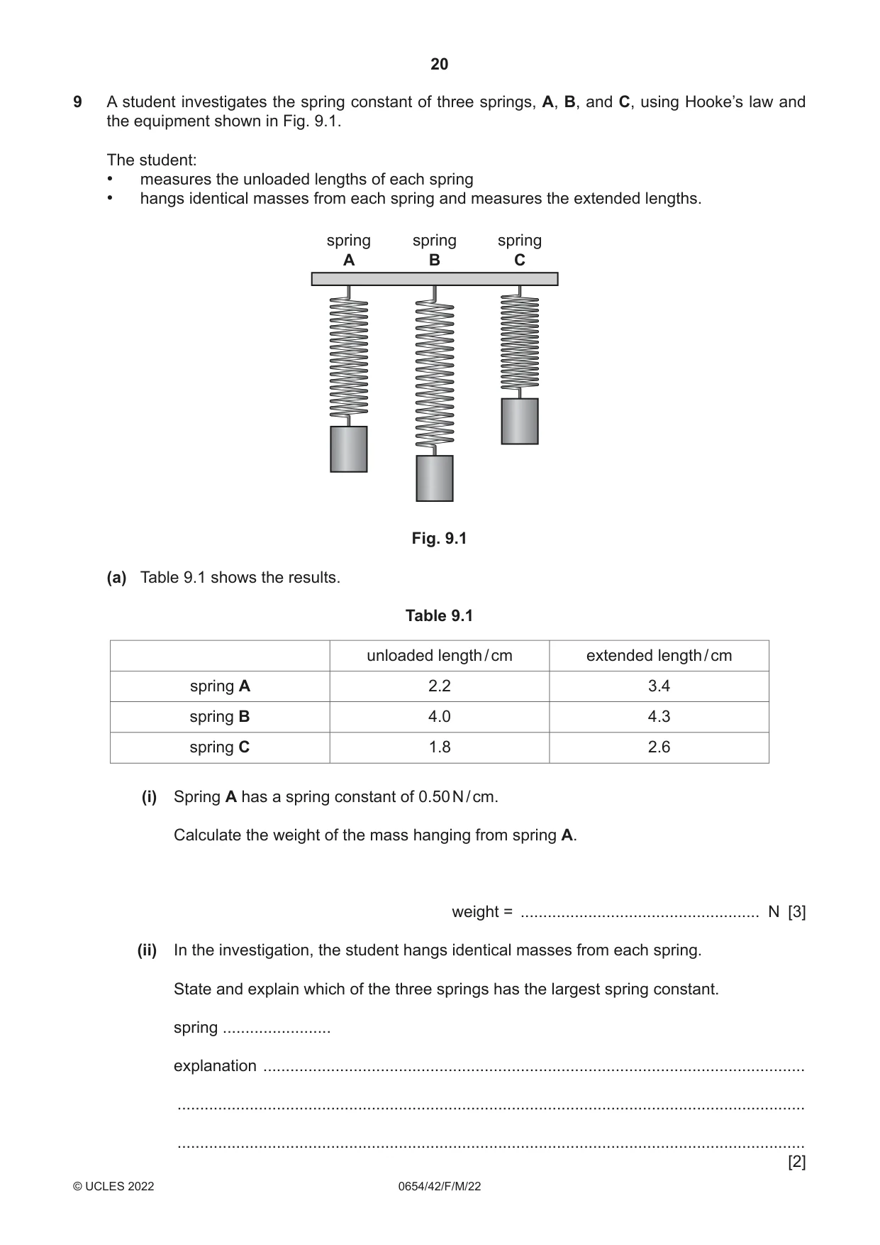 Cambridge IGCSE Sciences - Co-ordinated (Double) 0654 2022 Feb/March Paper 4 · Variant 2 question paper, page 20 of 28