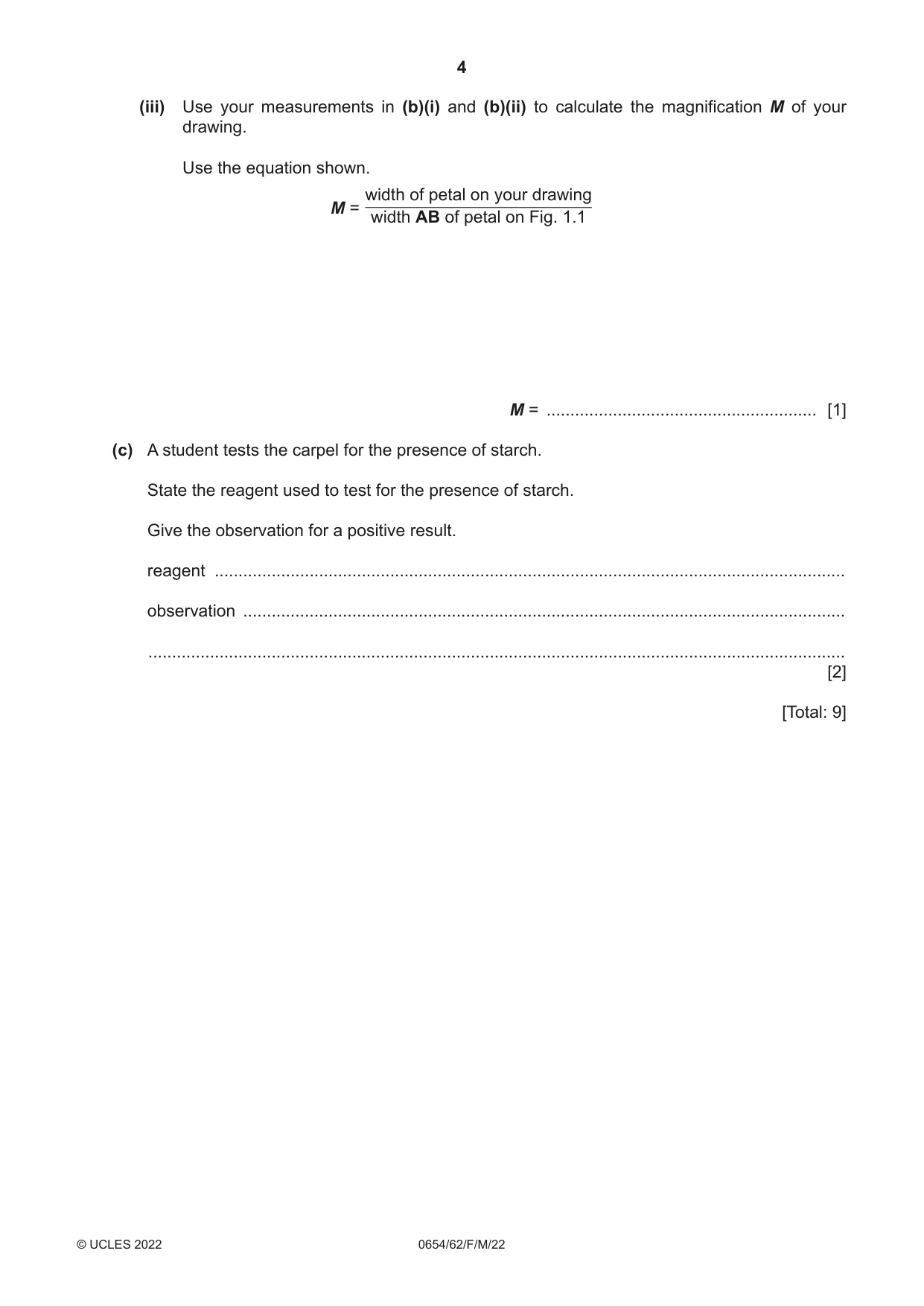 Cambridge IGCSE Sciences - Co-ordinated (Double) 0654 2022 Feb/March Paper 6 · Variant 2 question paper, page 4 of 24