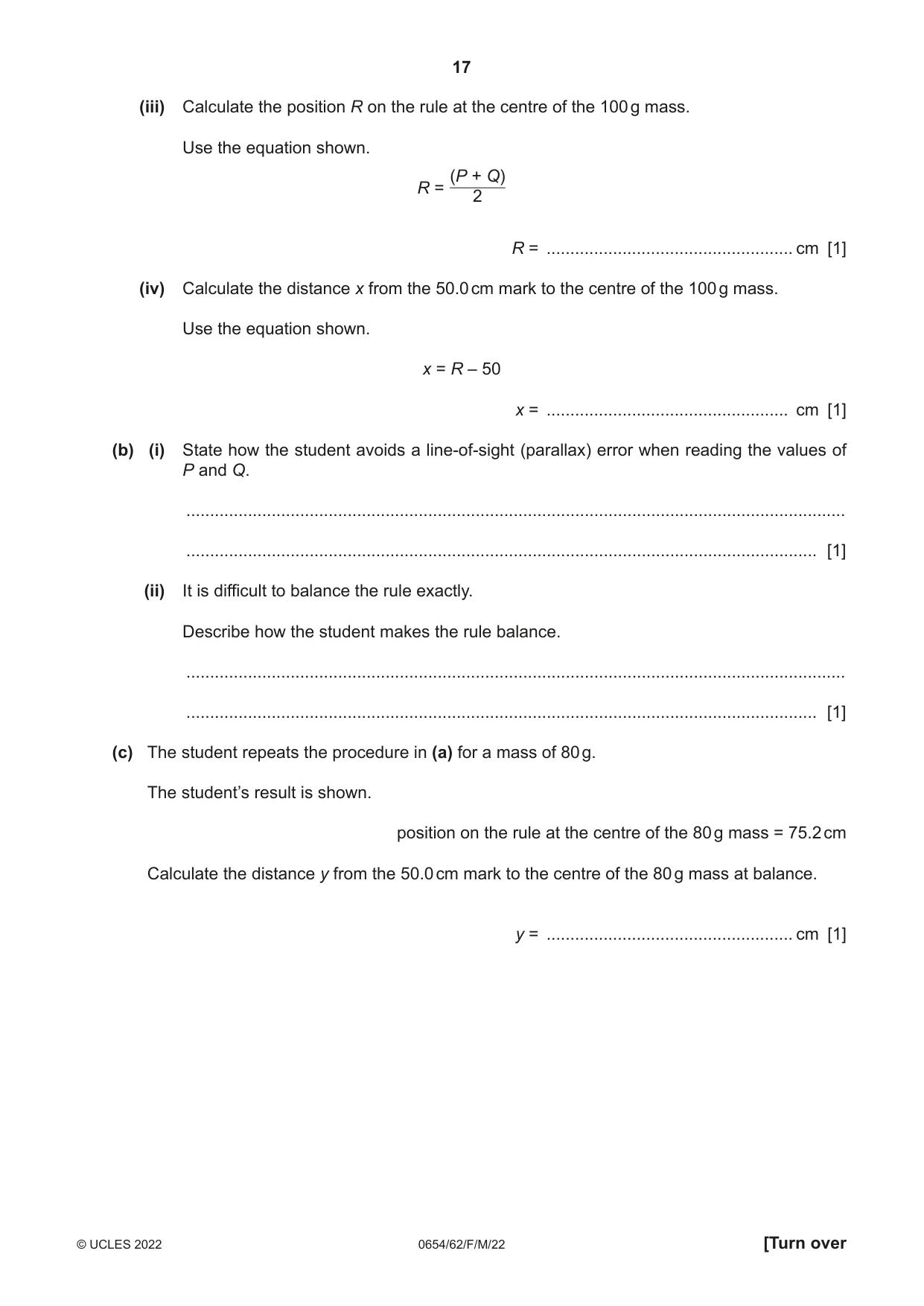 Cambridge IGCSE Sciences - Co-ordinated (Double) 0654 2022 Feb/March Paper 6 · Variant 2 question paper, page 17 of 24