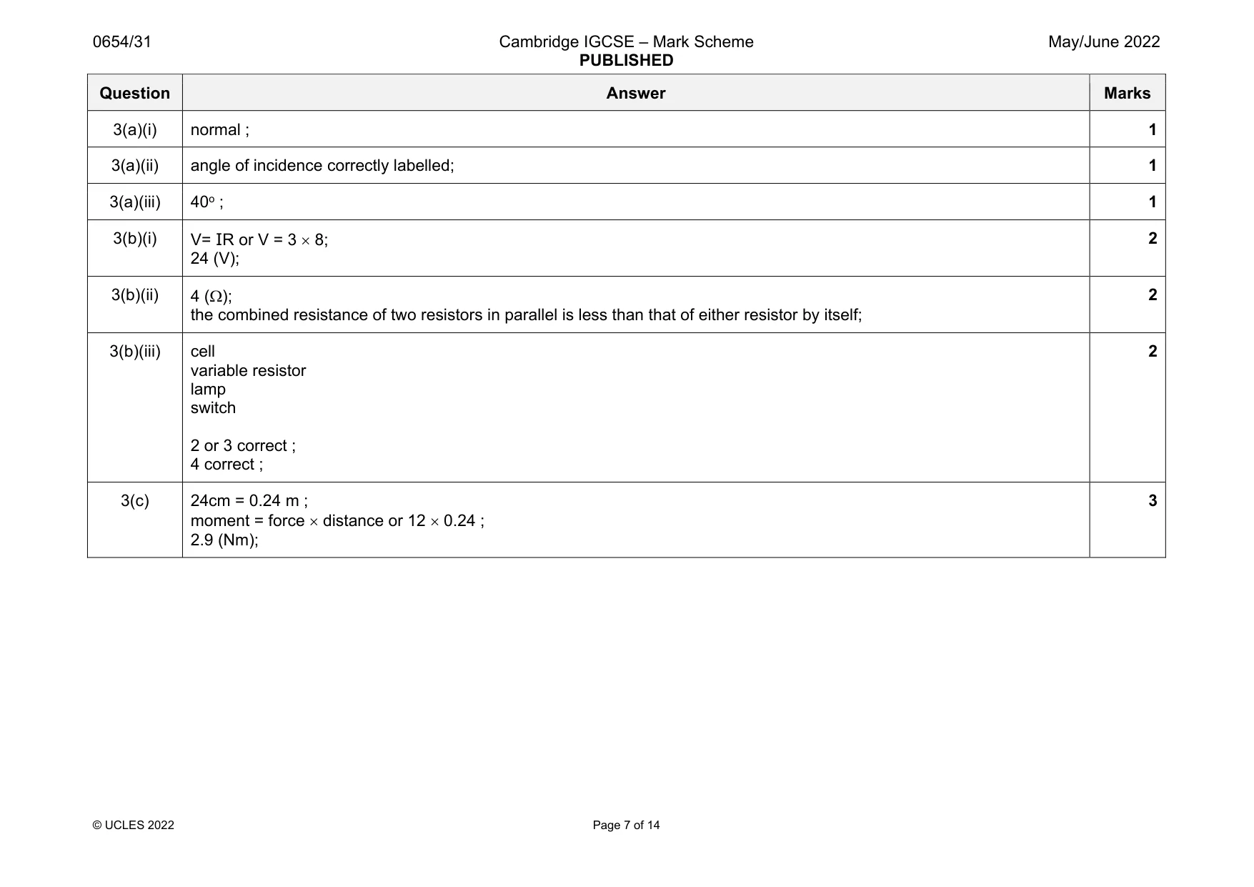 Mark scheme, page 7 of 14