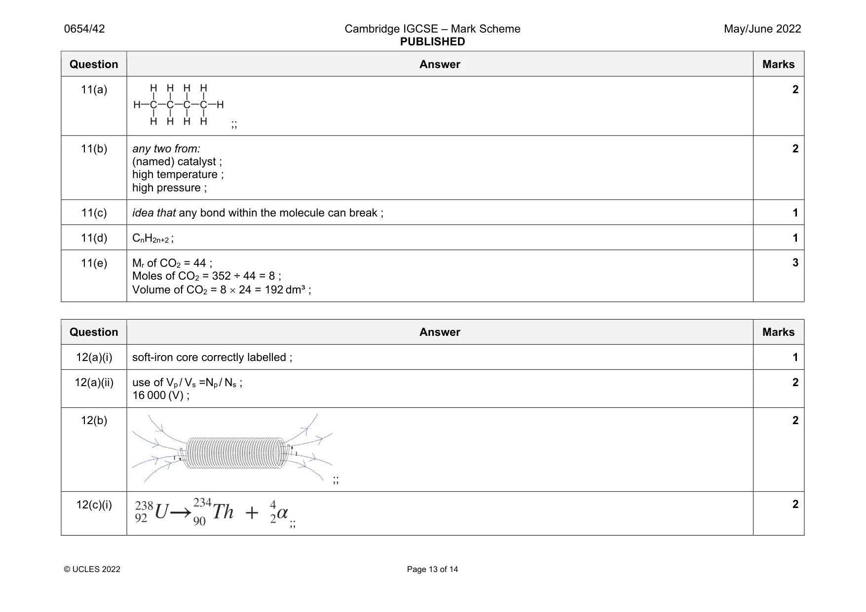 Mark scheme, page 13 of 14