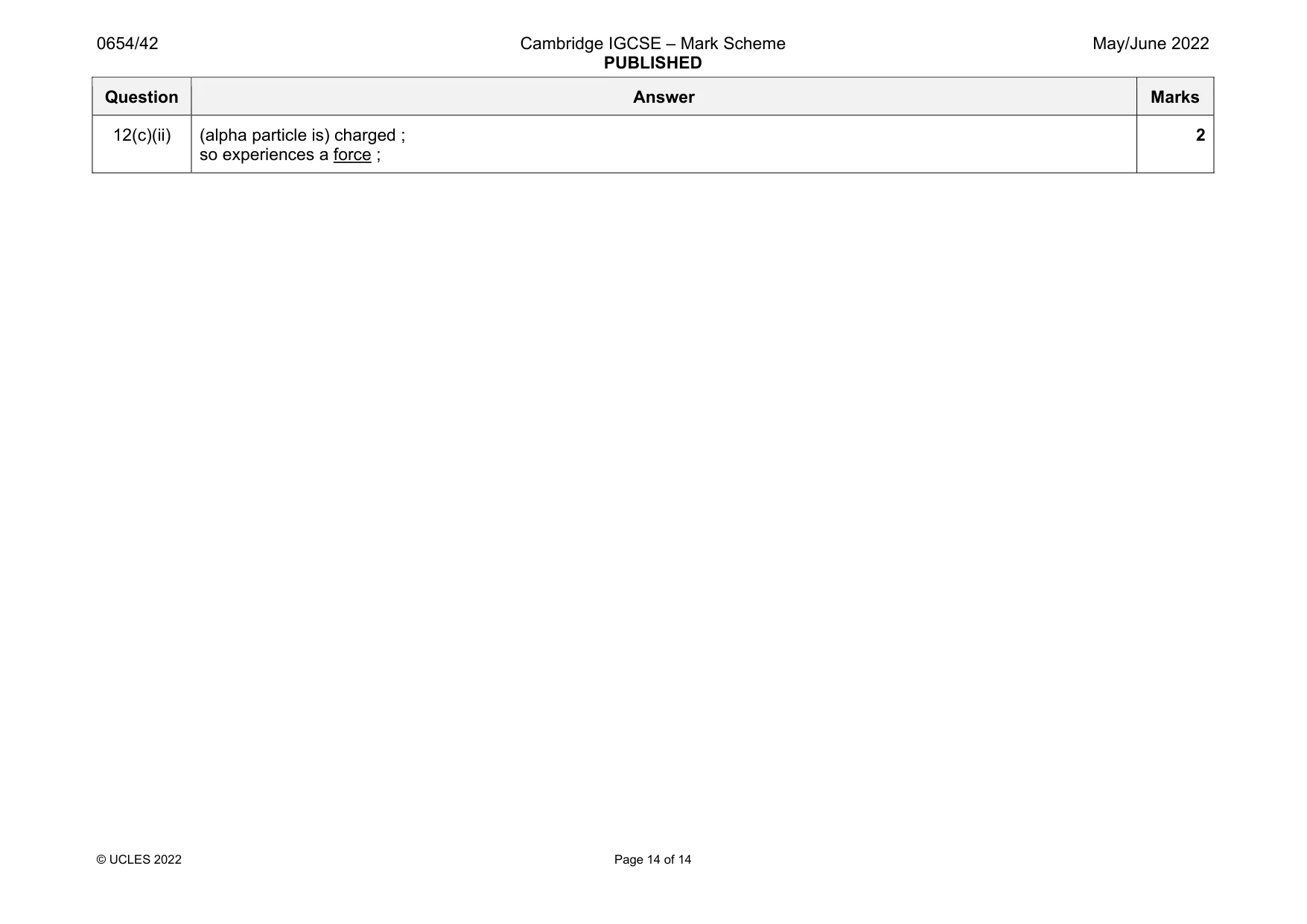 Mark scheme, page 14 of 14