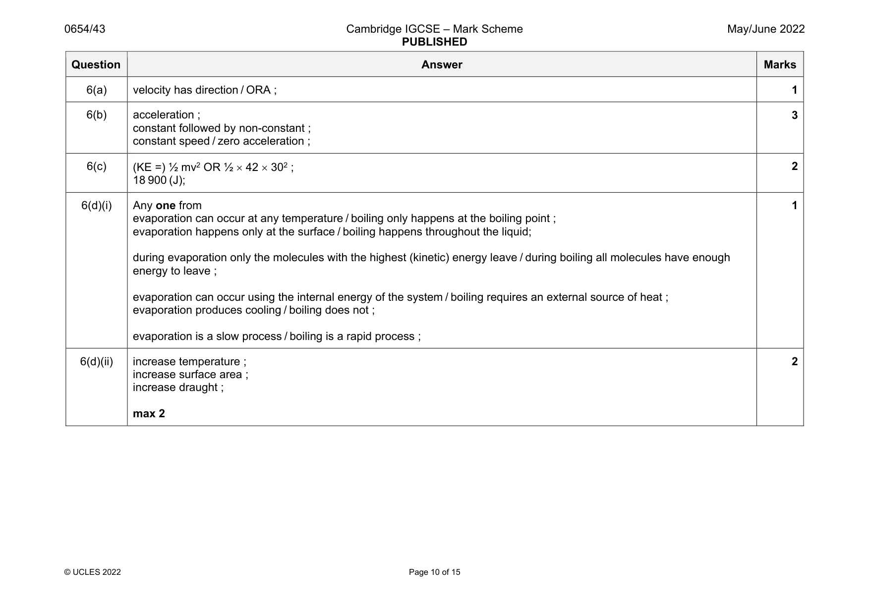 Mark scheme, page 10 of 15