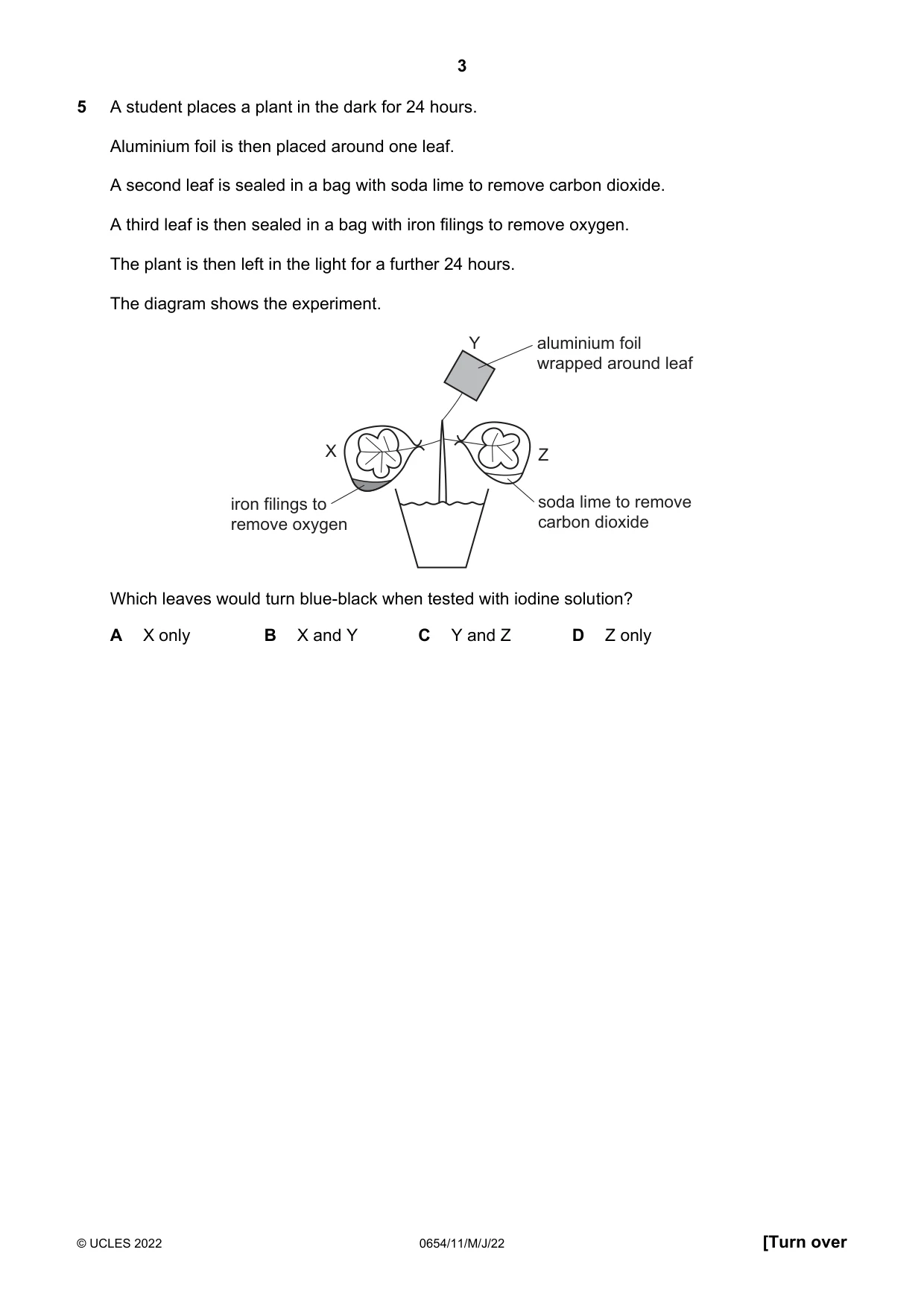 Cambridge IGCSE Sciences - Co-ordinated (Double) 0654 2022 May/June Paper 1 · Variant 1 question paper, page 3 of 16