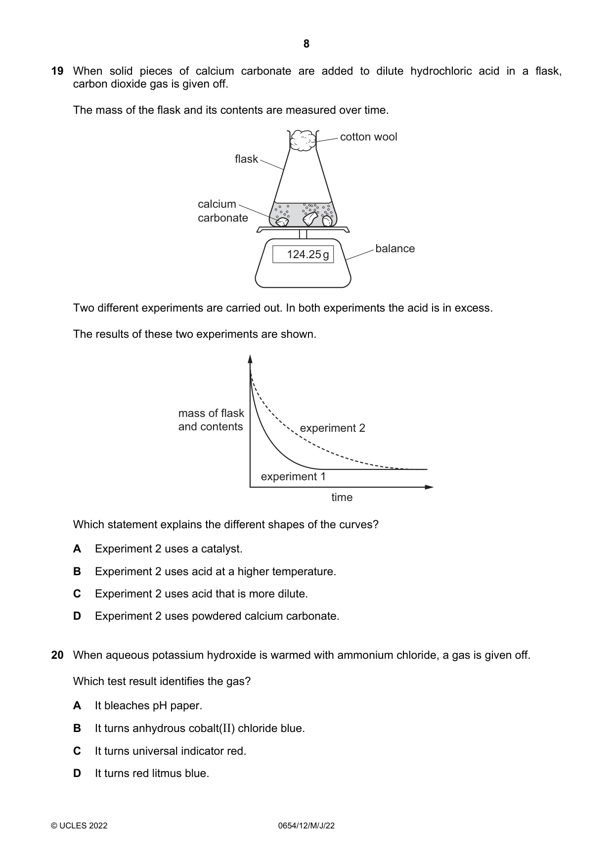 Cambridge IGCSE Sciences - Co-ordinated (Double) 0654 2022 May/June Paper 1 · Variant 2 question paper, page 8 of 16