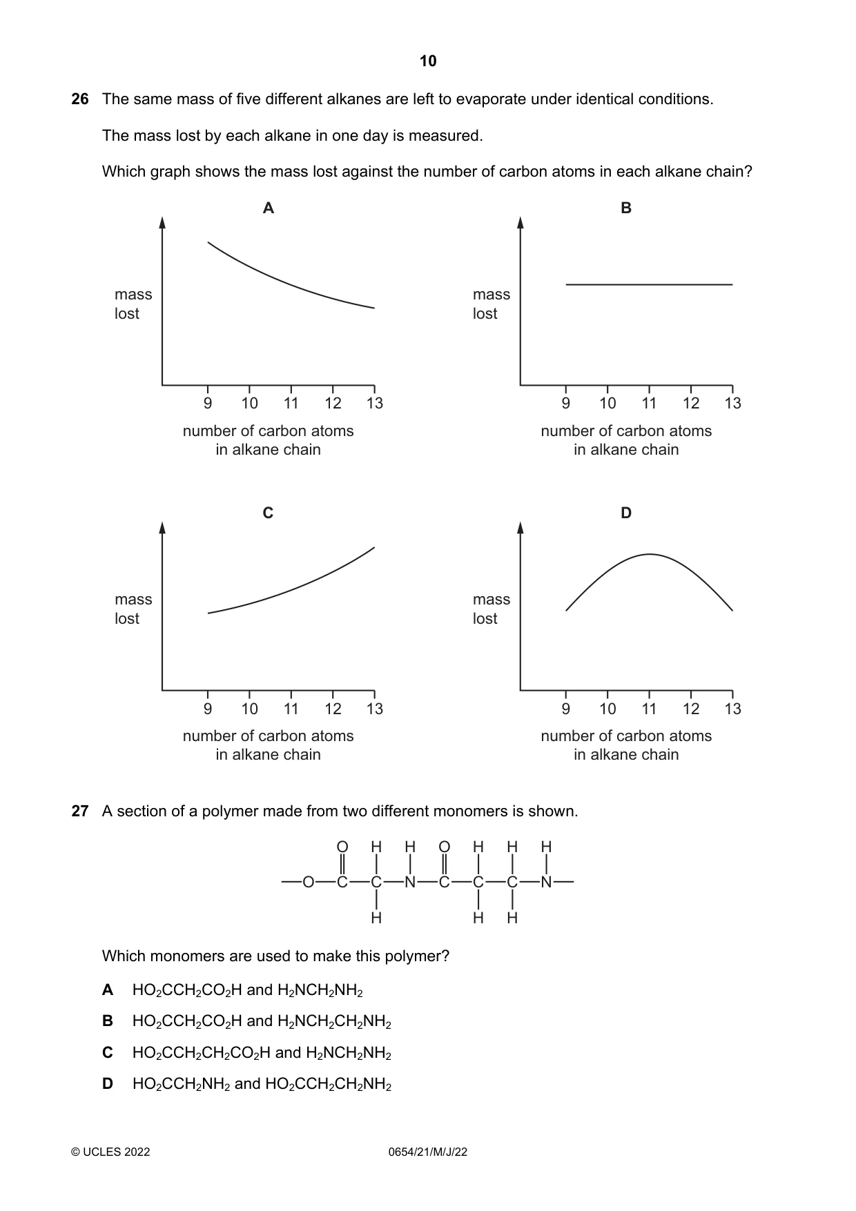Cambridge IGCSE Sciences - Co-ordinated (Double) 0654 2022 May/June Paper 2 · Variant 1 question paper, page 10 of 16