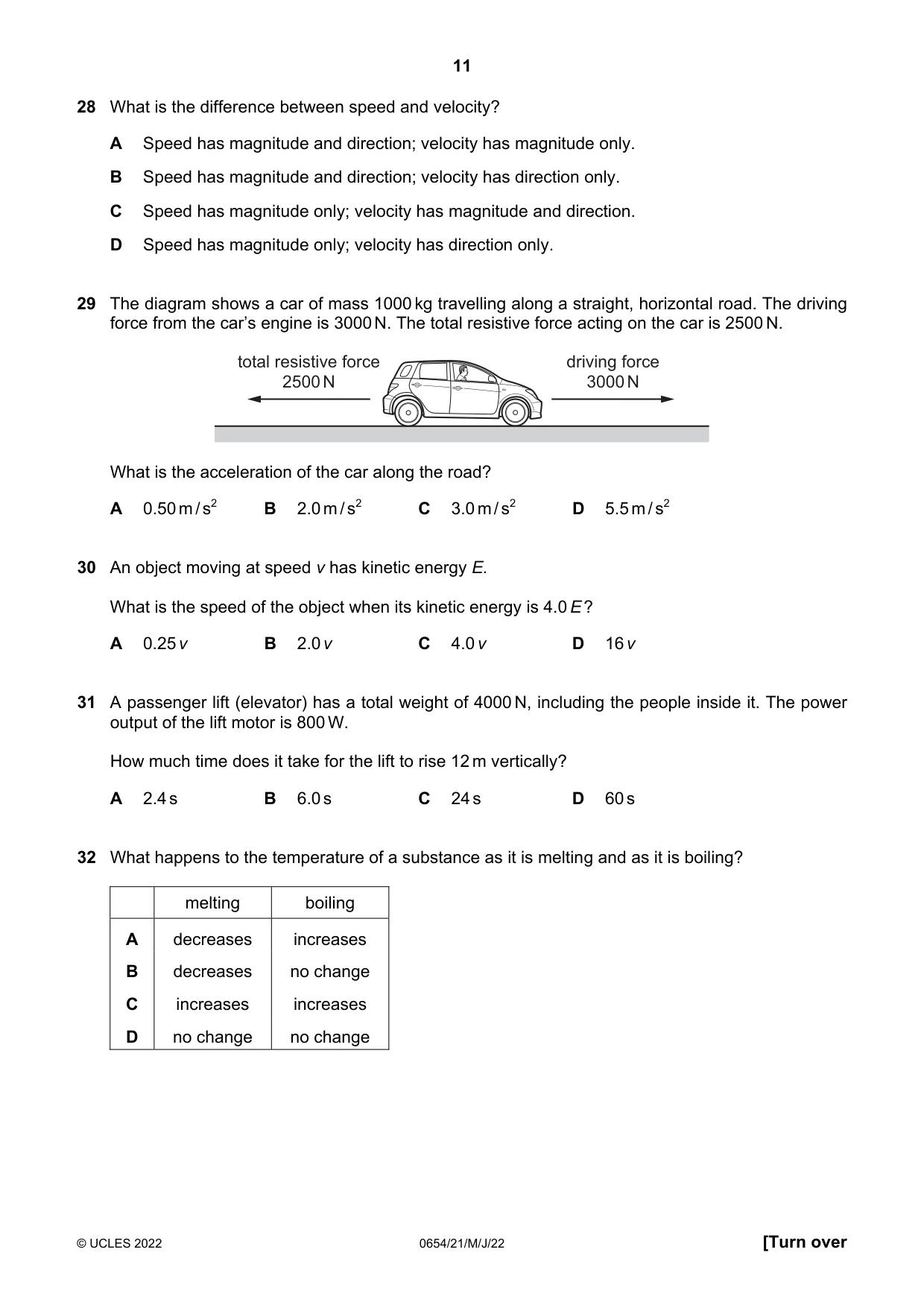 Cambridge IGCSE Sciences - Co-ordinated (Double) 0654 2022 May/June Paper 2 · Variant 1 question paper, page 11 of 16
