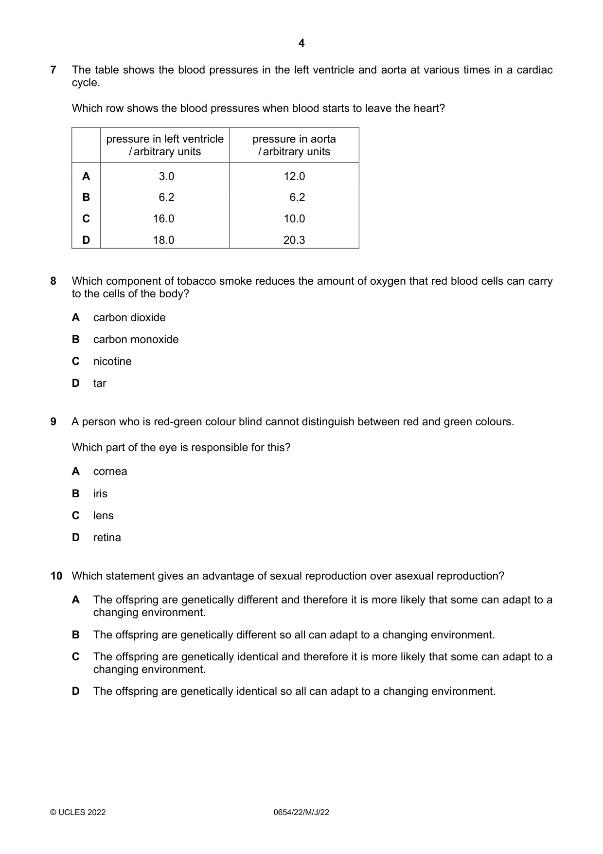 Cambridge IGCSE Sciences - Co-ordinated (Double) 0654 2022 May/June Paper 2 · Variant 2 question paper, page 4 of 16