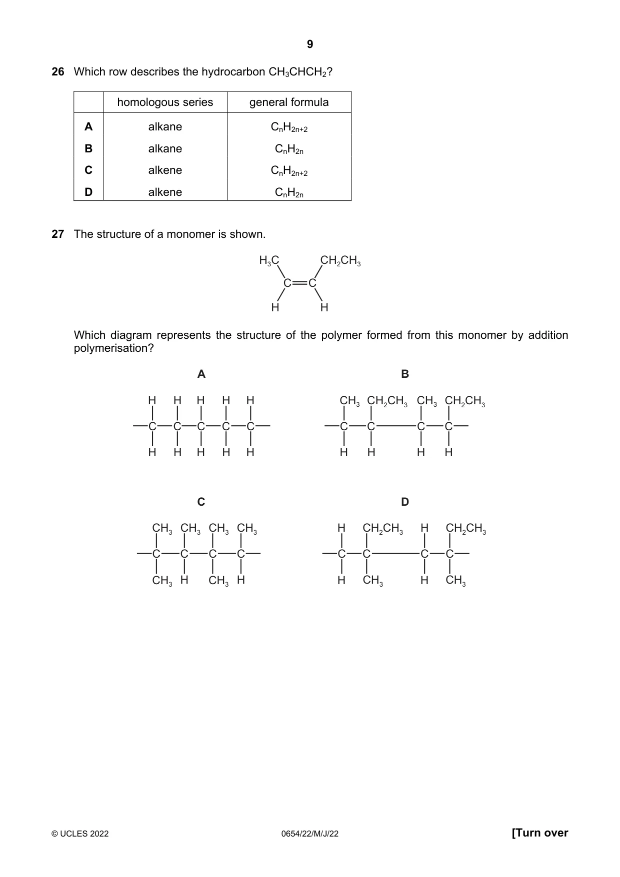 Cambridge IGCSE Sciences - Co-ordinated (Double) 0654 2022 May/June Paper 2 · Variant 2 question paper, page 9 of 16