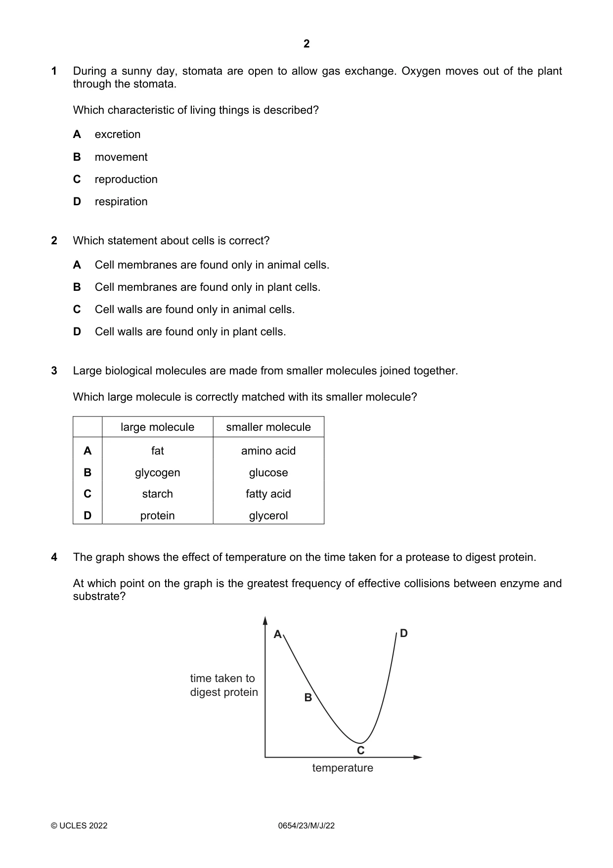 Cambridge IGCSE Sciences - Co-ordinated (Double) 0654 2022 May/June Paper 2 · Variant 3 question paper, page 2 of 16
