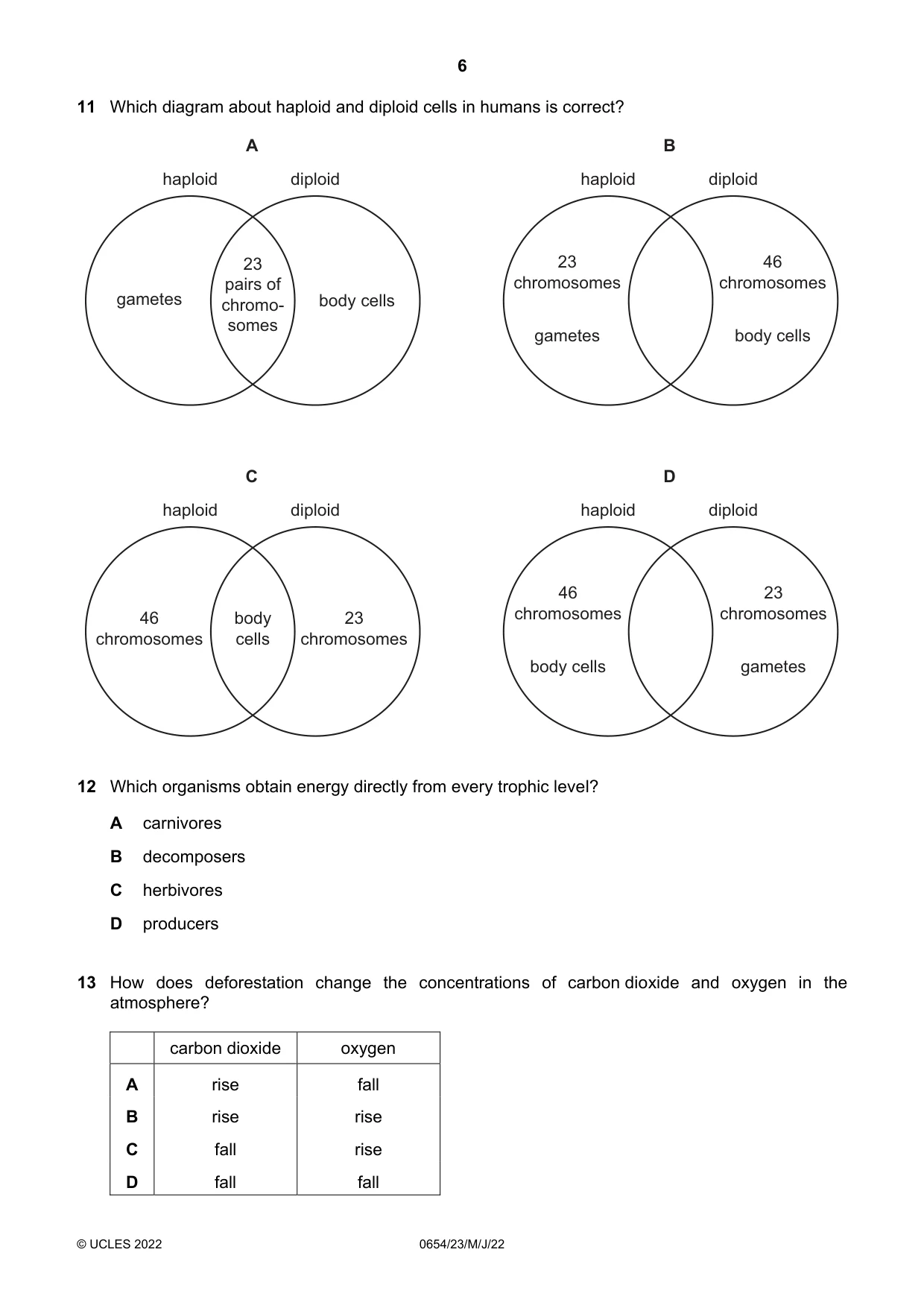 Cambridge IGCSE Sciences - Co-ordinated (Double) 0654 2022 May/June Paper 2 · Variant 3 question paper, page 6 of 16