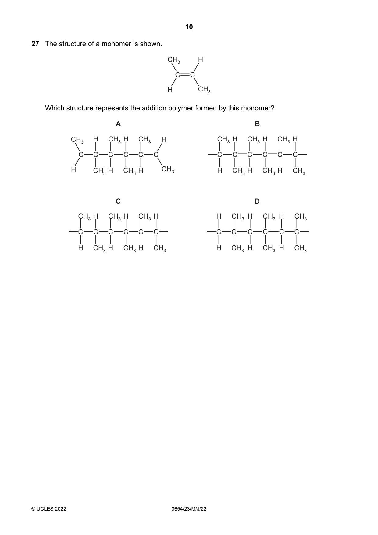 Cambridge IGCSE Sciences - Co-ordinated (Double) 0654 2022 May/June Paper 2 · Variant 3 question paper, page 10 of 16