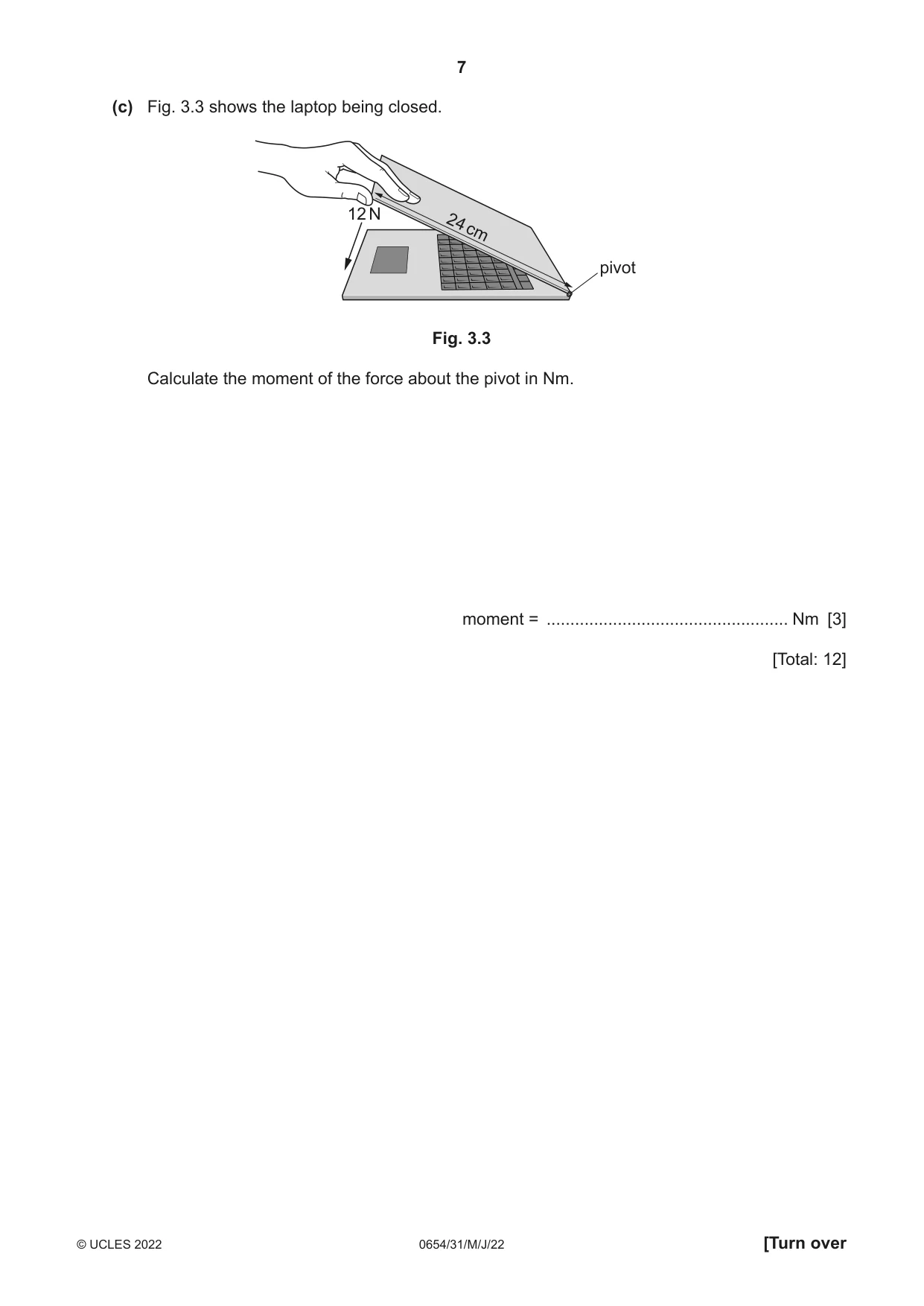 Cambridge IGCSE Sciences - Co-ordinated (Double) 0654 2022 May/June Paper 3 · Variant 1 question paper, page 7 of 28