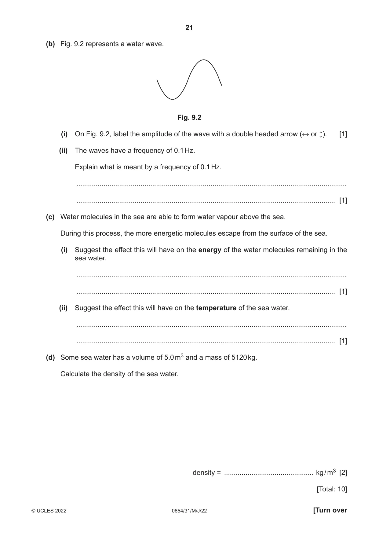 Cambridge IGCSE Sciences - Co-ordinated (Double) 0654 2022 May/June Paper 3 · Variant 1 question paper, page 21 of 28