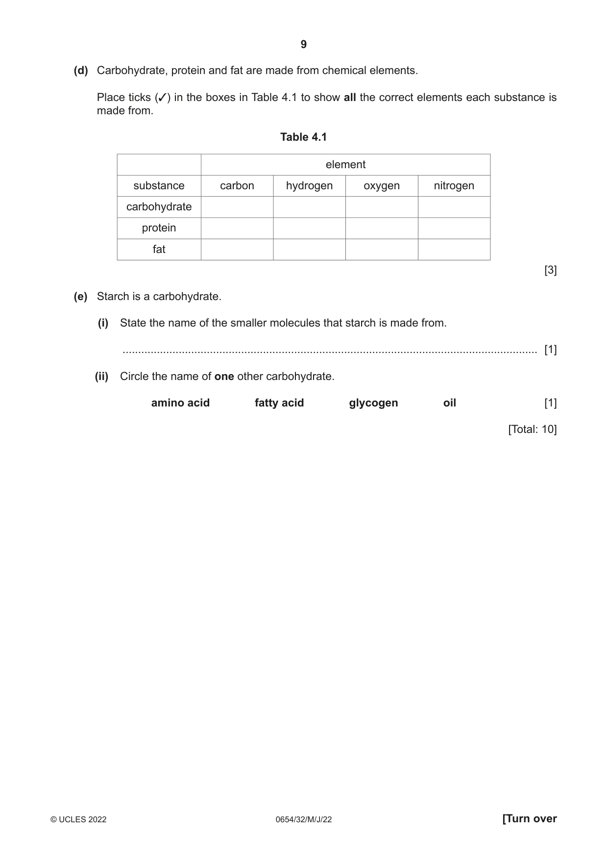 Cambridge IGCSE Sciences - Co-ordinated (Double) 0654 2022 May/June Paper 3 · Variant 2 question paper, page 9 of 32