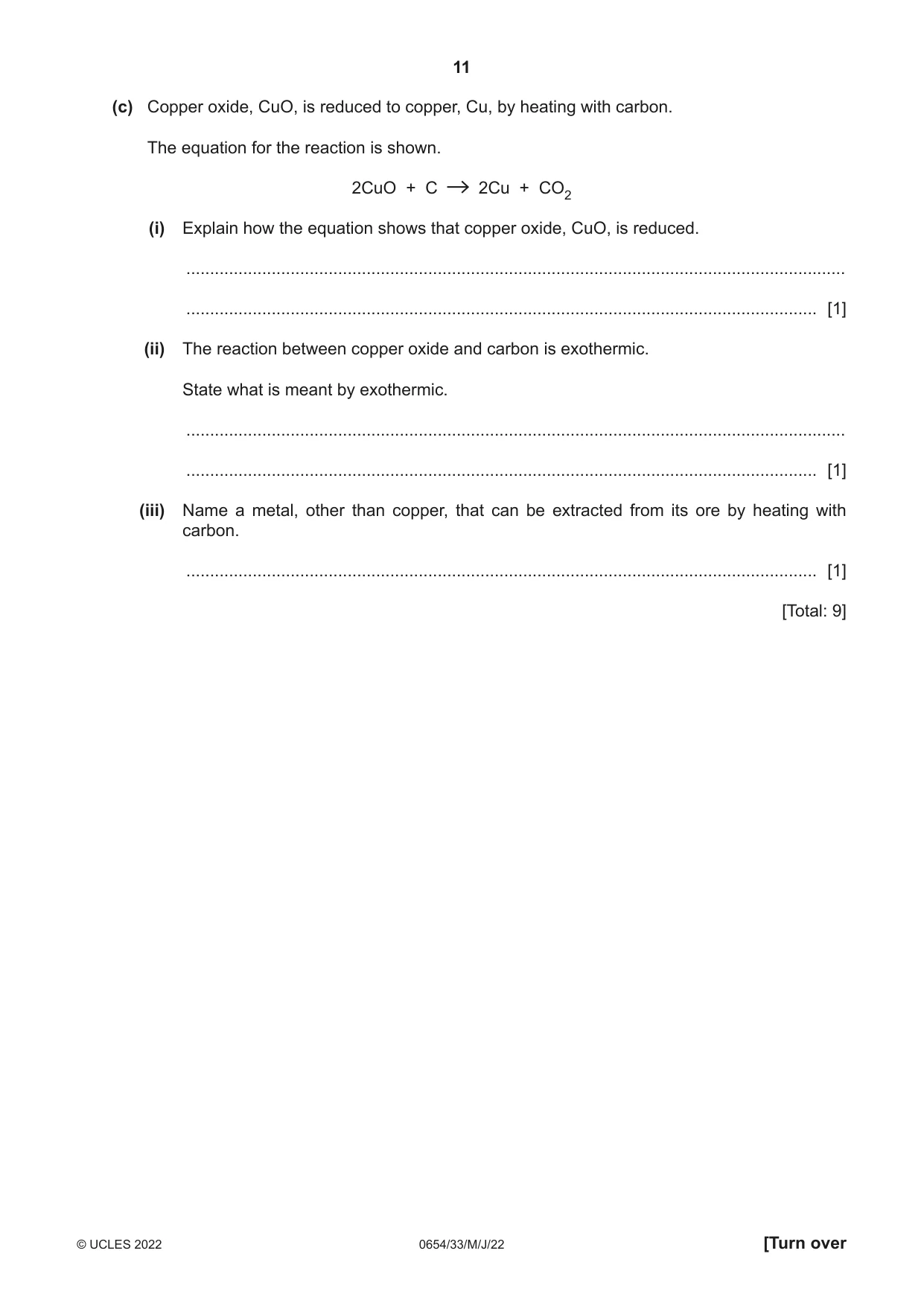 Cambridge IGCSE Sciences - Co-ordinated (Double) 0654 2022 May/June Paper 3 · Variant 3 question paper, page 11 of 32
