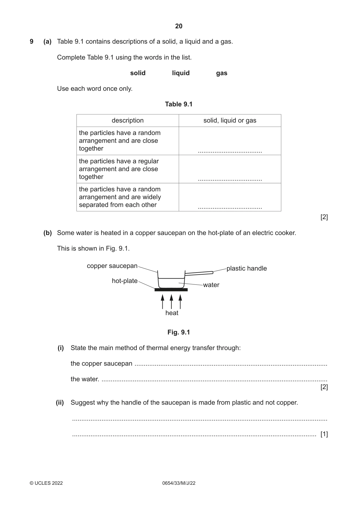 Cambridge IGCSE Sciences - Co-ordinated (Double) 0654 2022 May/June Paper 3 · Variant 3 question paper, page 20 of 32