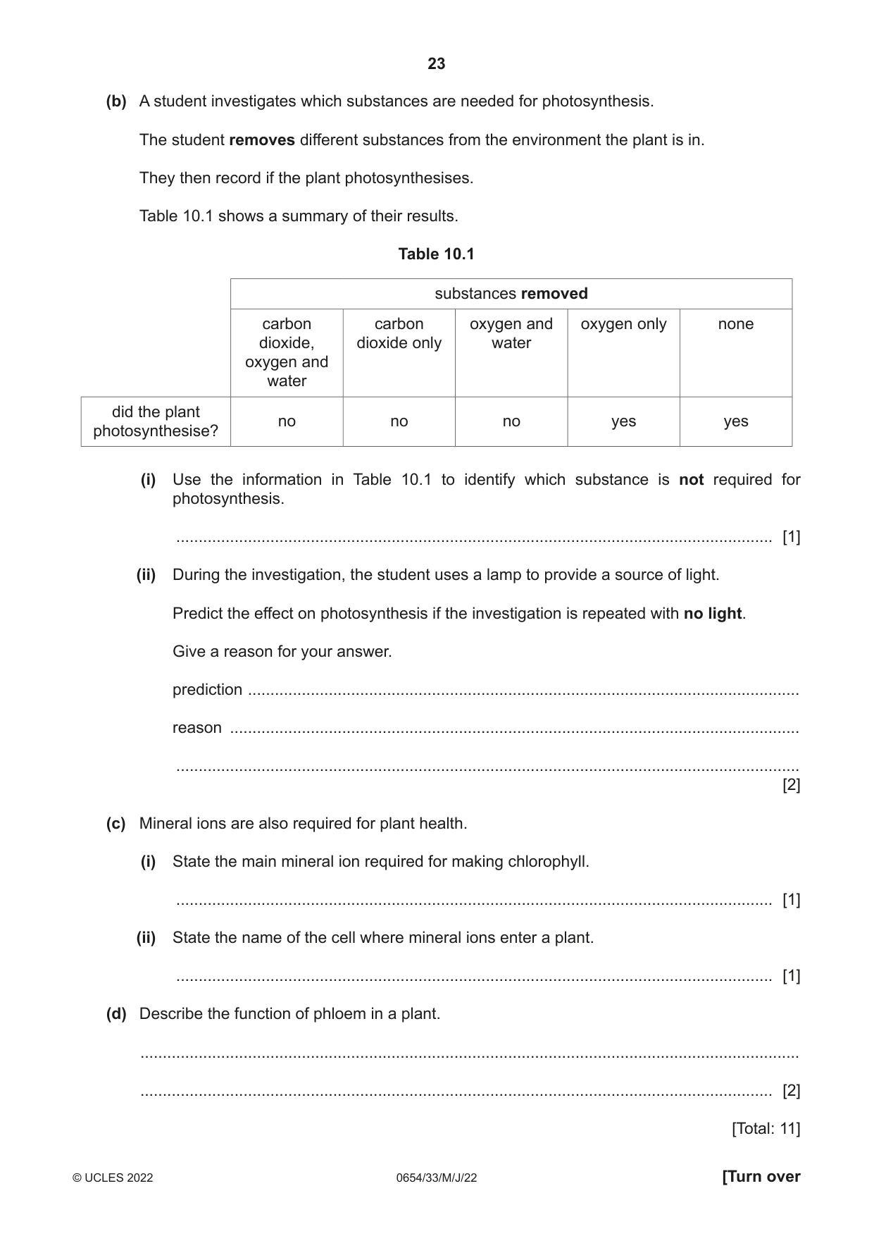 Cambridge IGCSE Sciences - Co-ordinated (Double) 0654 2022 May/June Paper 3 · Variant 3 question paper, page 23 of 32