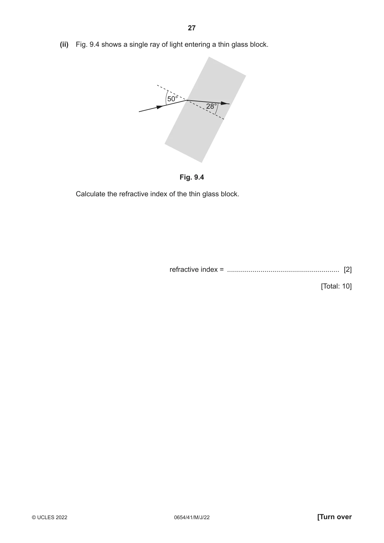 Cambridge IGCSE Sciences - Co-ordinated (Double) 0654 2022 May/June Paper 4 · Variant 1 question paper, page 27 of 36