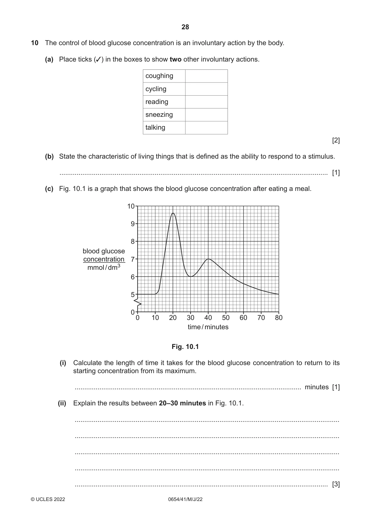 Cambridge IGCSE Sciences - Co-ordinated (Double) 0654 2022 May/June Paper 4 · Variant 1 question paper, page 28 of 36