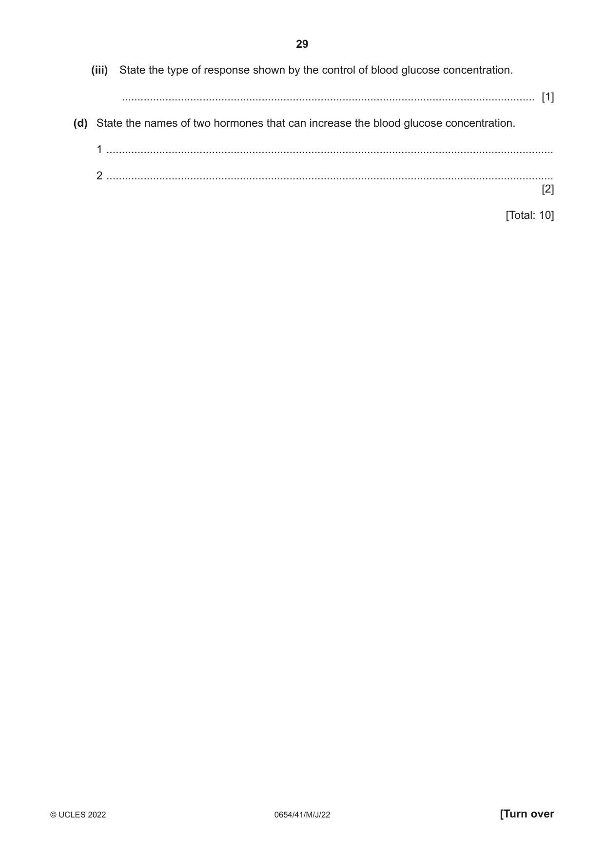 Cambridge IGCSE Sciences - Co-ordinated (Double) 0654 2022 May/June Paper 4 · Variant 1 question paper, page 29 of 36