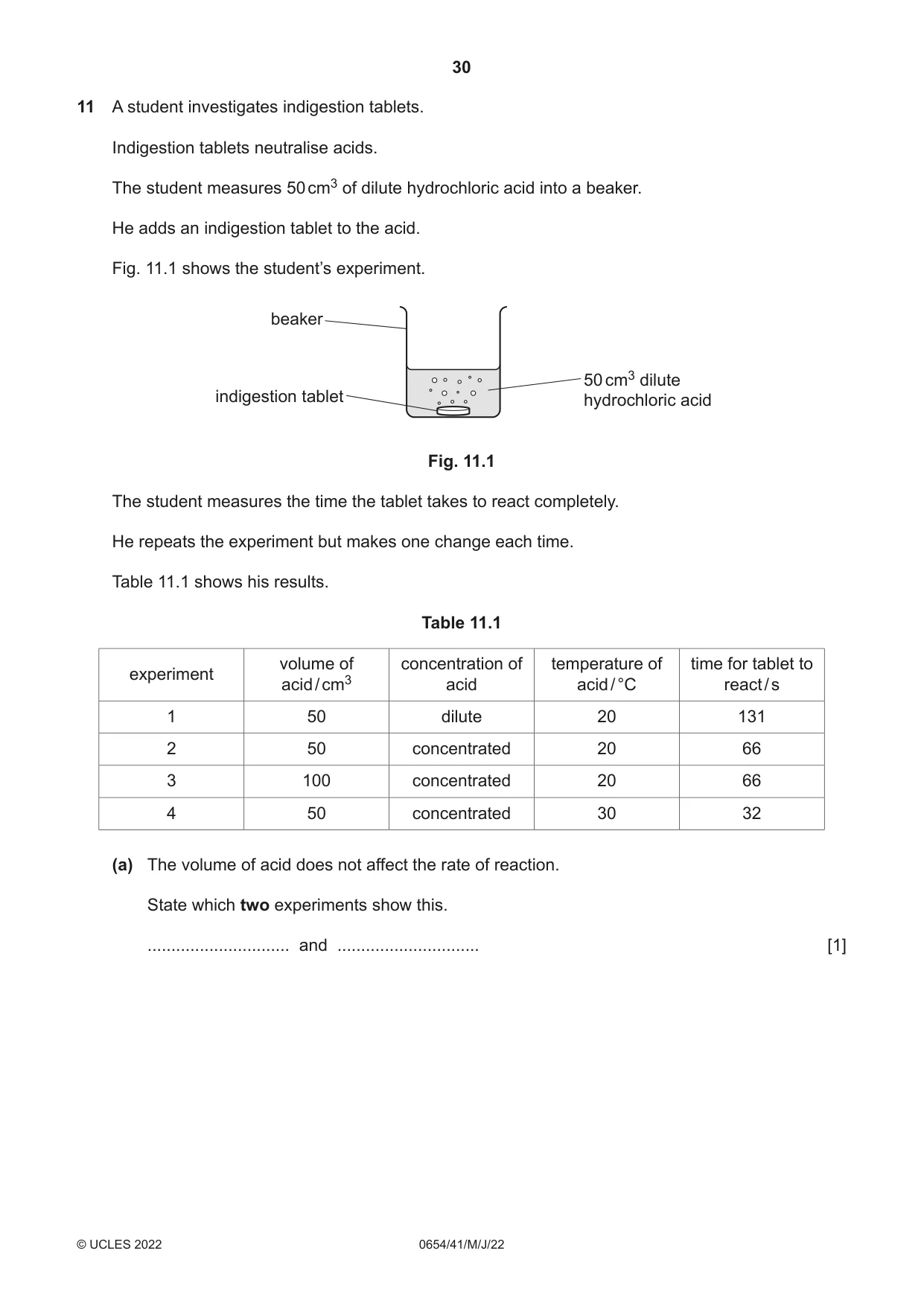 Cambridge IGCSE Sciences - Co-ordinated (Double) 0654 2022 May/June Paper 4 · Variant 1 question paper, page 30 of 36