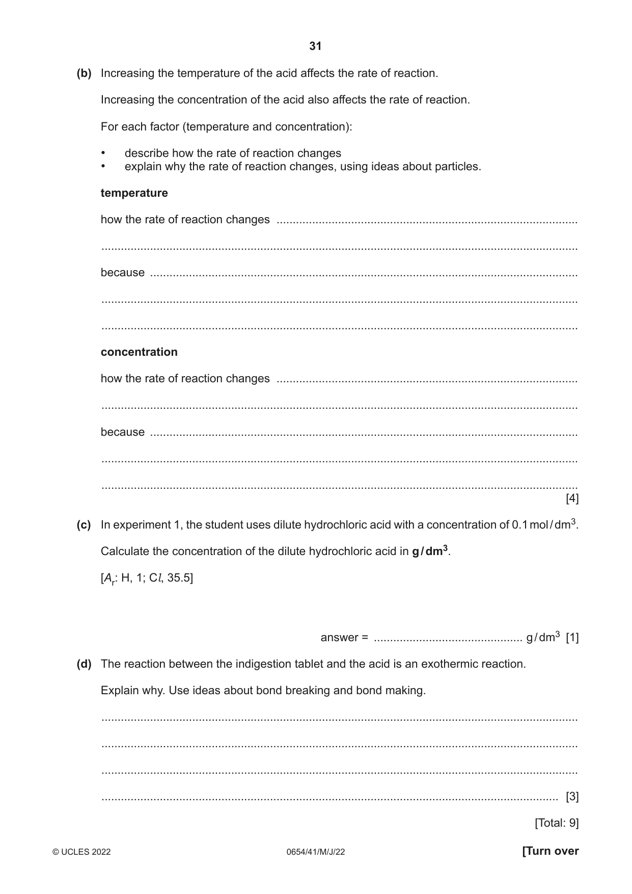Cambridge IGCSE Sciences - Co-ordinated (Double) 0654 2022 May/June Paper 4 · Variant 1 question paper, page 31 of 36