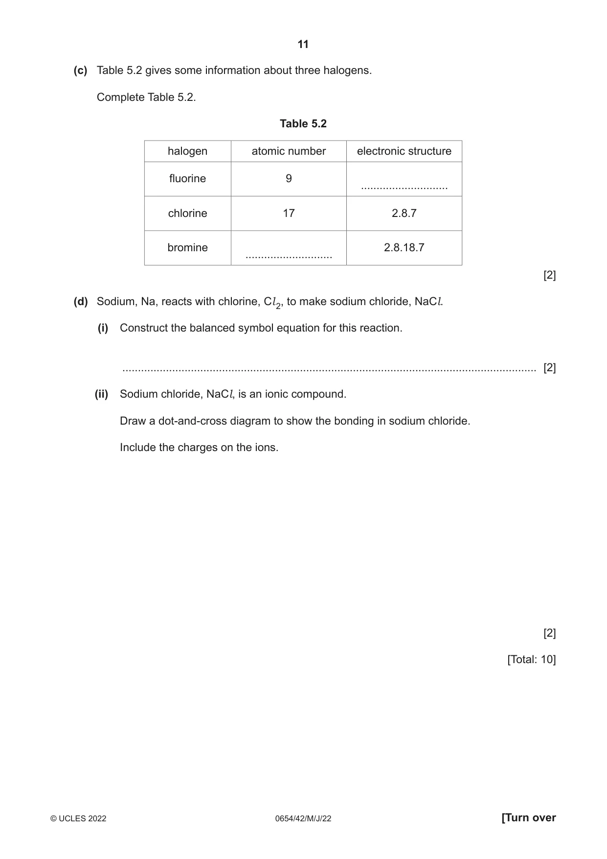 Cambridge IGCSE Sciences - Co-ordinated (Double) 0654 2022 May/June Paper 4 · Variant 2 question paper, page 11 of 28