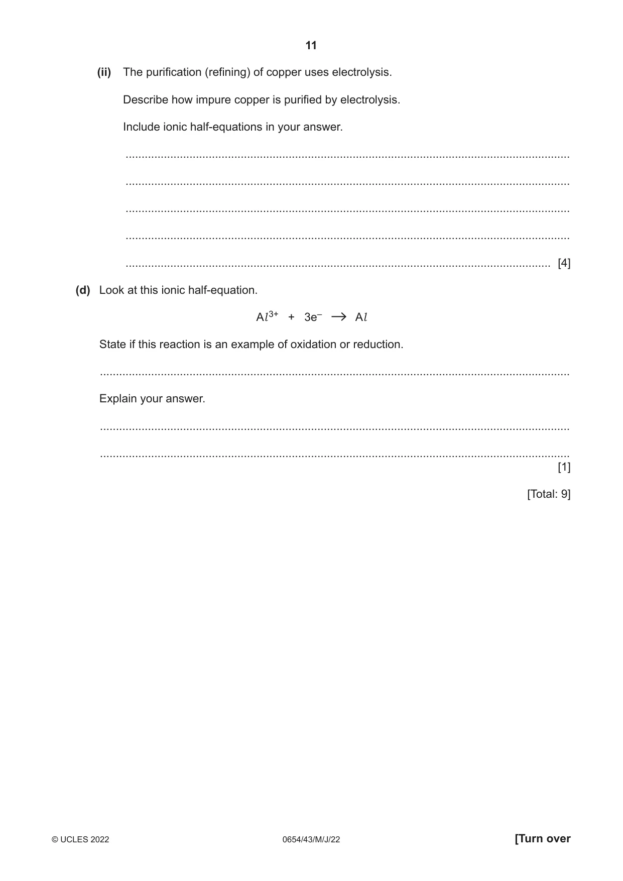 Cambridge IGCSE Sciences - Co-ordinated (Double) 0654 2022 May/June Paper 4 · Variant 3 question paper, page 11 of 36