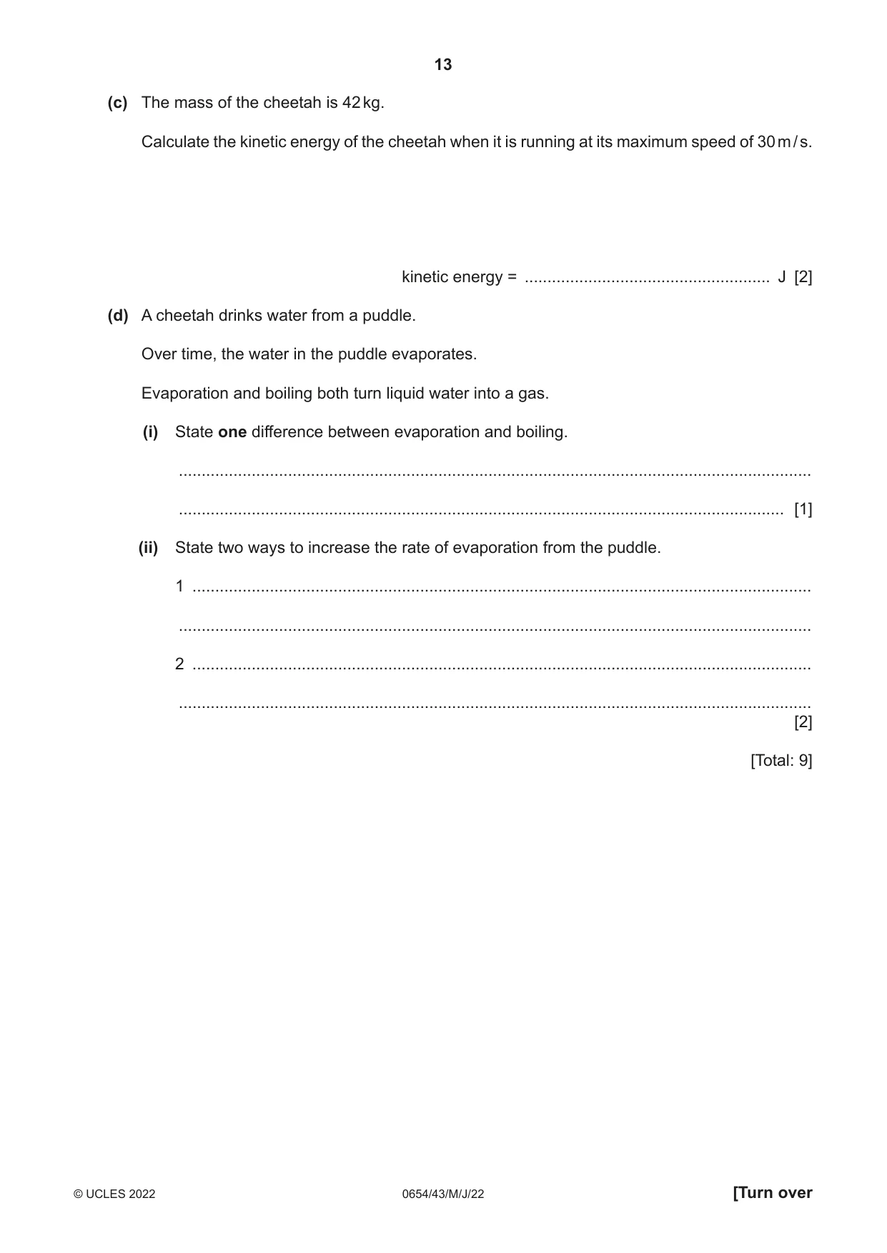 Cambridge IGCSE Sciences - Co-ordinated (Double) 0654 2022 May/June Paper 4 · Variant 3 question paper, page 13 of 36