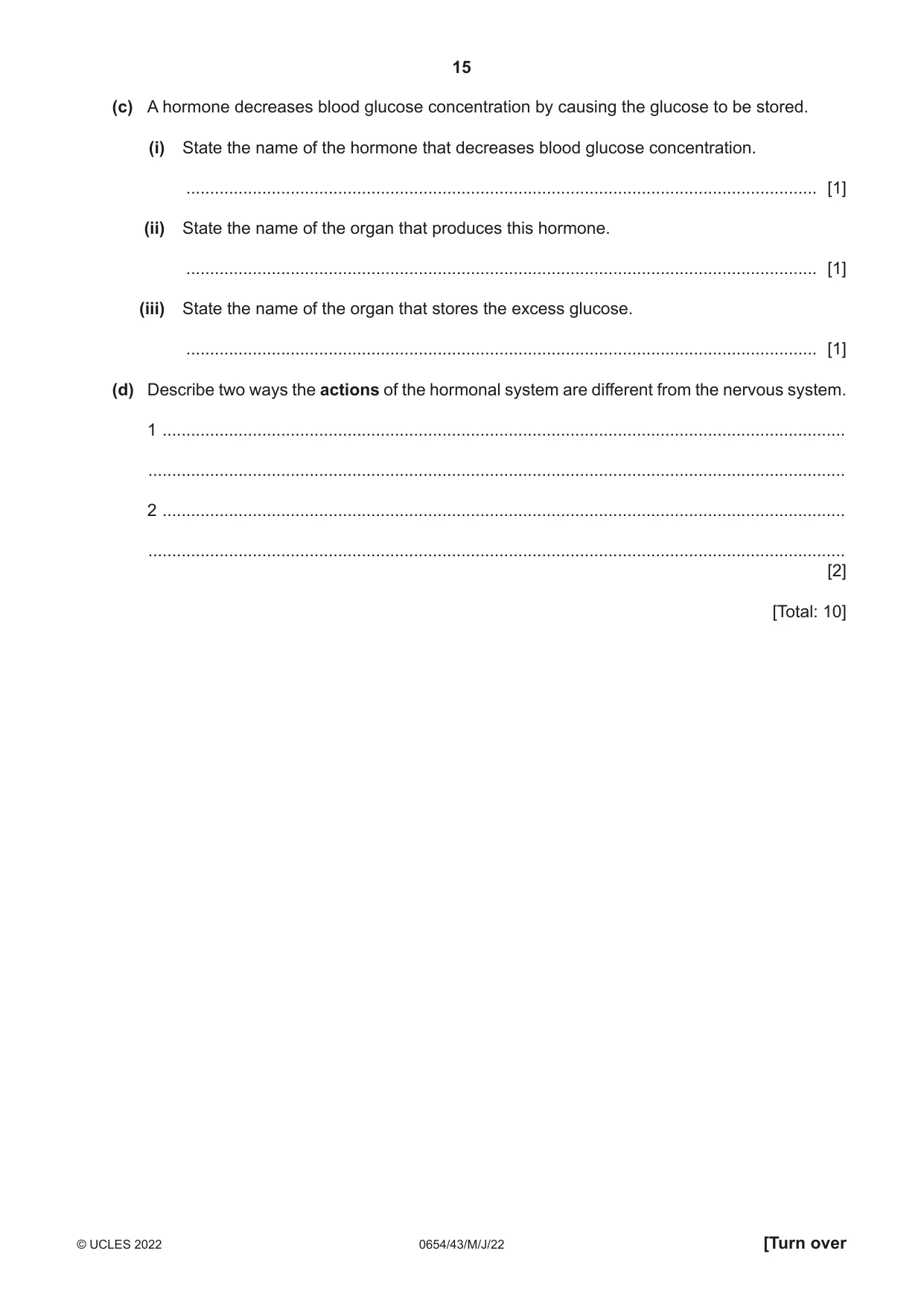 Cambridge IGCSE Sciences - Co-ordinated (Double) 0654 2022 May/June Paper 4 · Variant 3 question paper, page 15 of 36