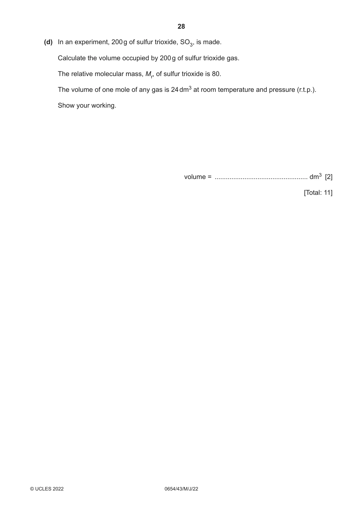 Cambridge IGCSE Sciences - Co-ordinated (Double) 0654 2022 May/June Paper 4 · Variant 3 question paper, page 28 of 36