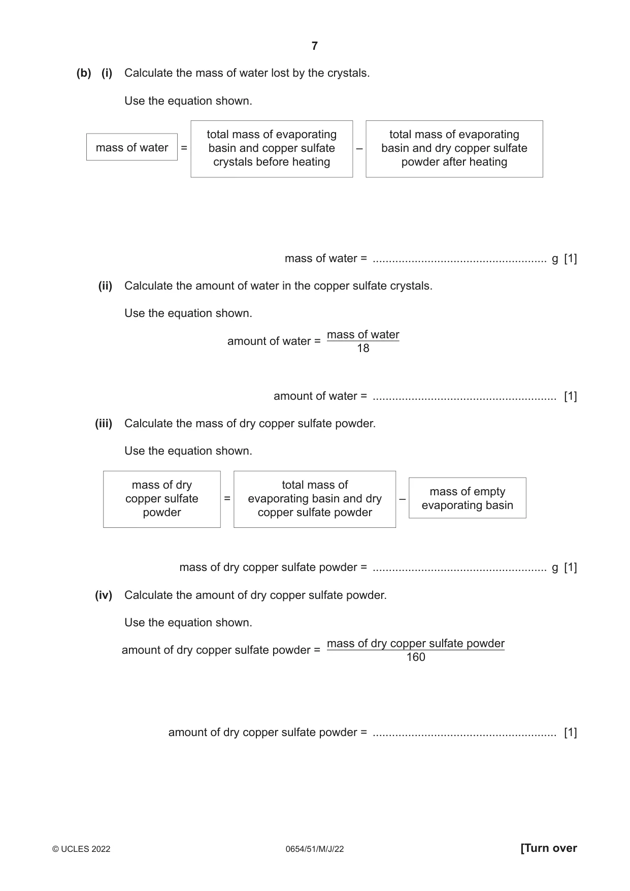Cambridge IGCSE Sciences - Co-ordinated (Double) 0654 2022 May/June Paper 5 · Variant 1 question paper, page 7 of 16
