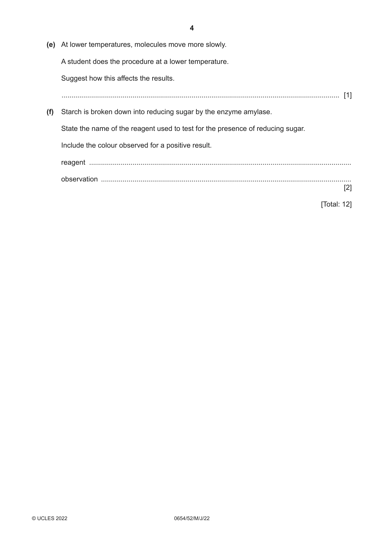 Cambridge IGCSE Sciences - Co-ordinated (Double) 0654 2022 May/June Paper 5 · Variant 2 question paper, page 4 of 20