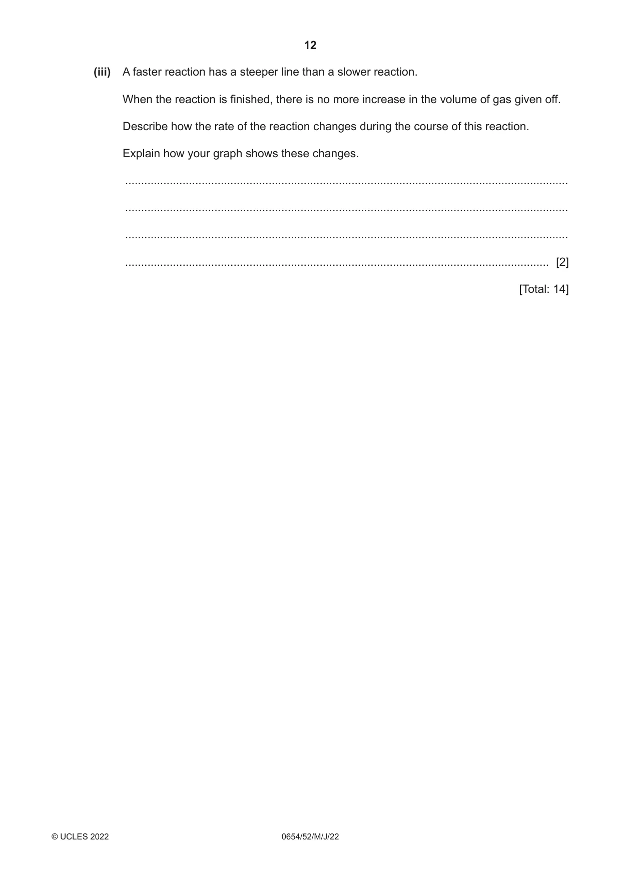 Cambridge IGCSE Sciences - Co-ordinated (Double) 0654 2022 May/June Paper 5 · Variant 2 question paper, page 12 of 20