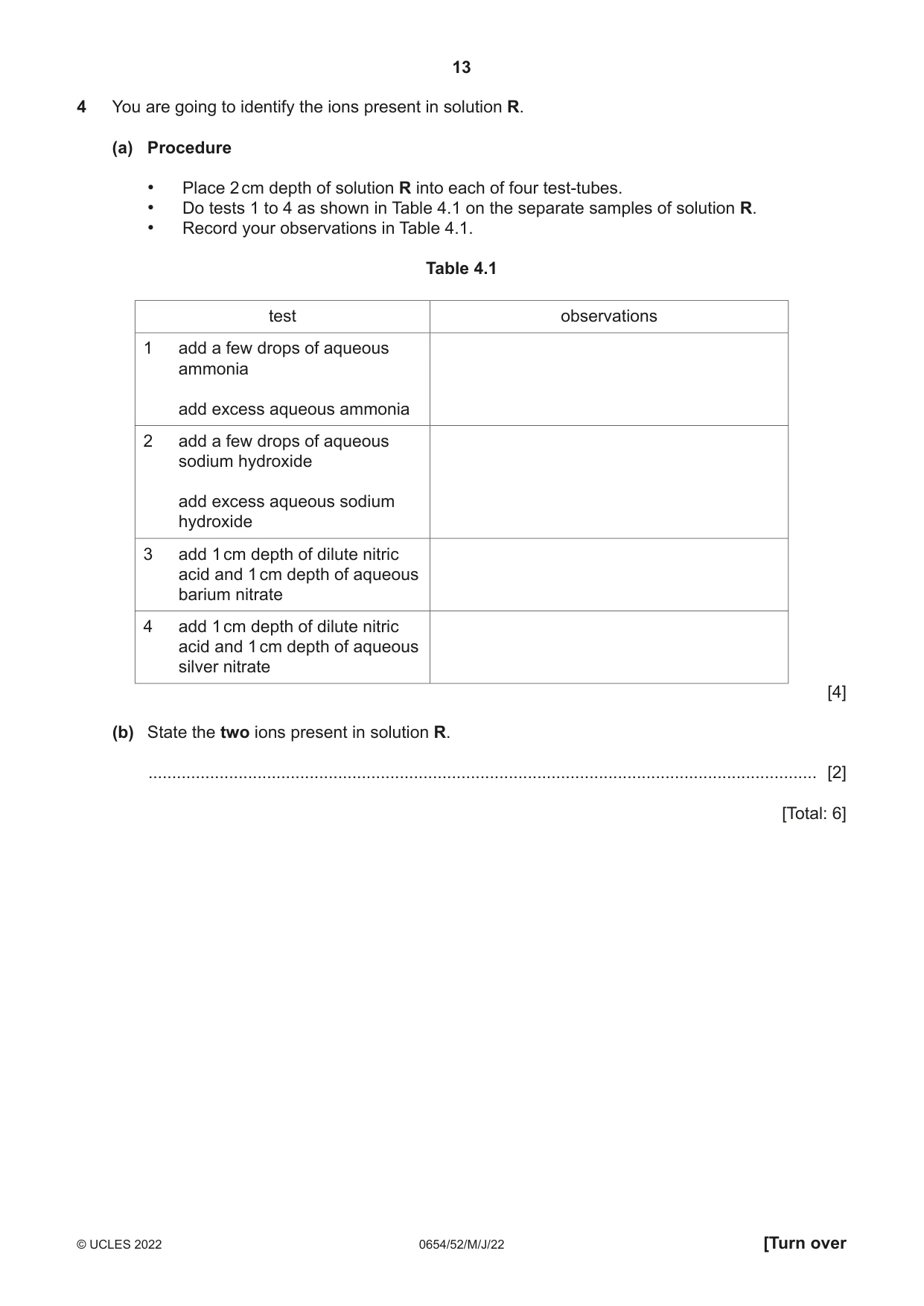 Cambridge IGCSE Sciences - Co-ordinated (Double) 0654 2022 May/June Paper 5 · Variant 2 question paper, page 13 of 20