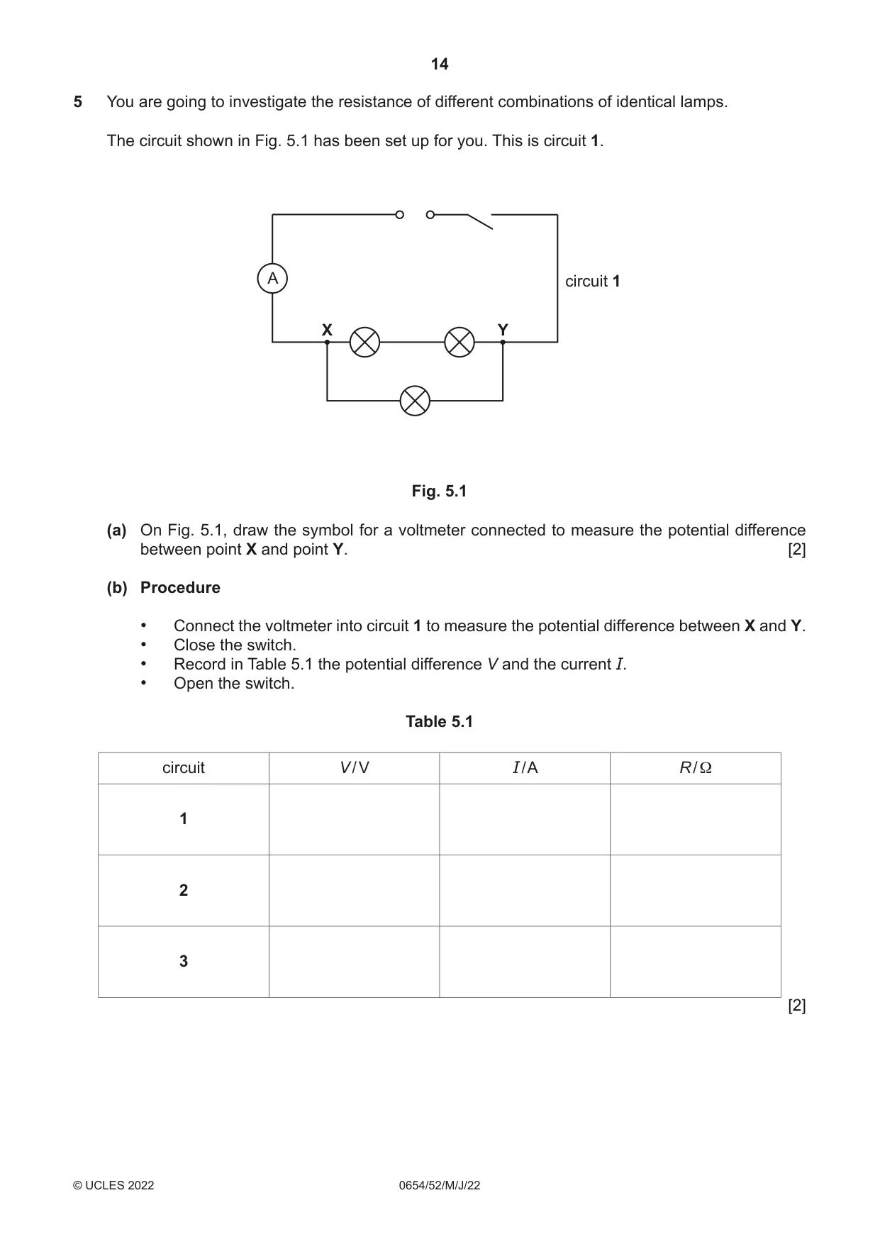 Cambridge IGCSE Sciences - Co-ordinated (Double) 0654 2022 May/June Paper 5 · Variant 2 question paper, page 14 of 20