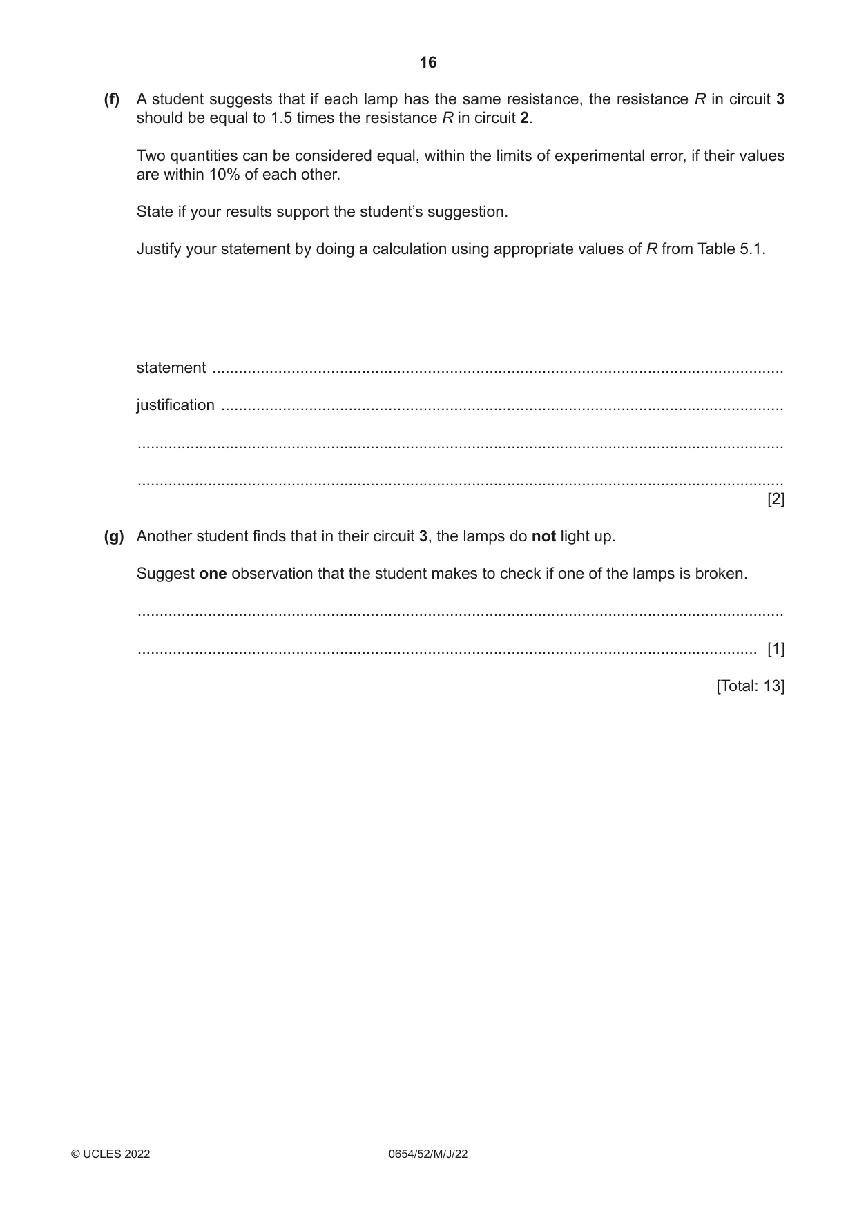Cambridge IGCSE Sciences - Co-ordinated (Double) 0654 2022 May/June Paper 5 · Variant 2 question paper, page 16 of 20